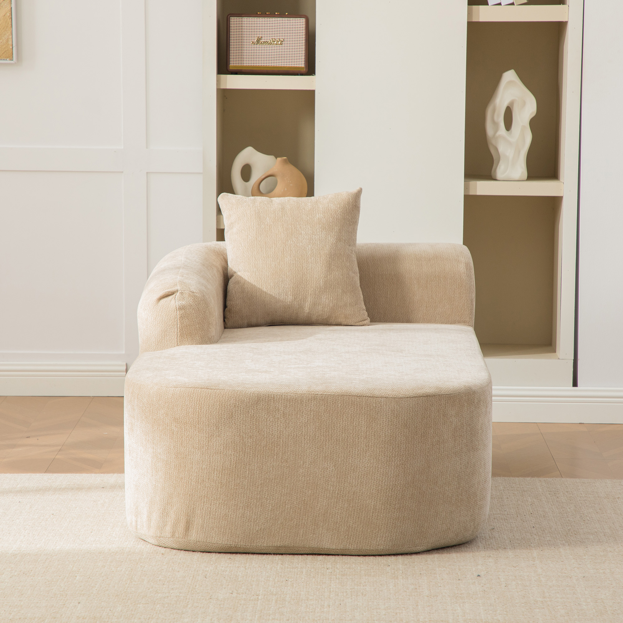 Module canapé compressible en chenille kaki clair - vue 2