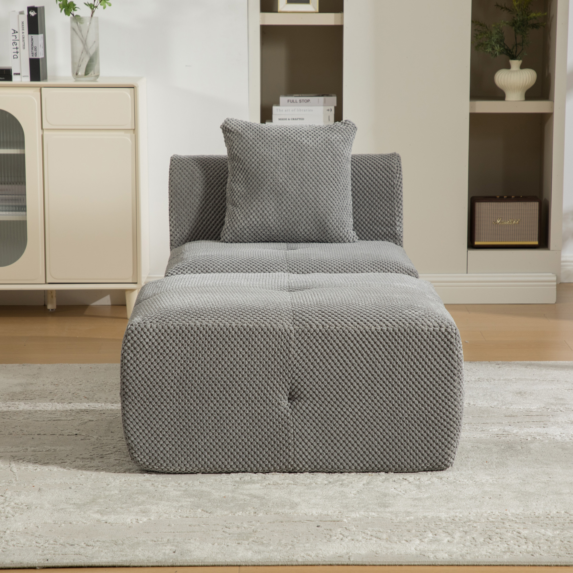 Module canapé compressible en chenille gris - vue 3