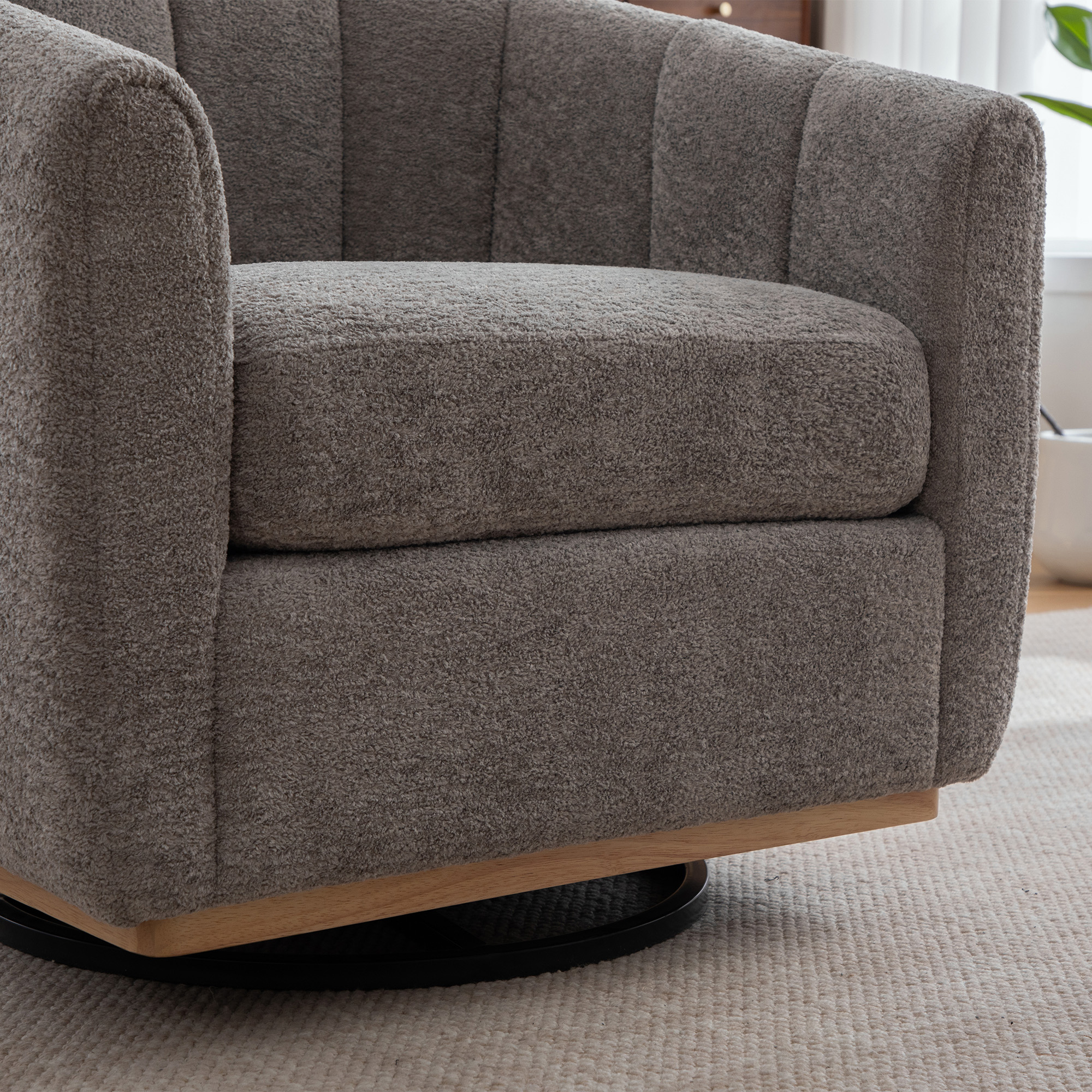 Fauteuil pivotant 360° en tissu chenille, design exquis, pour salon, chambre, cinéma, atelier et bureau, confort optimal pour usage prolongé, rotation complète, élégance et polyvalence, ajout de style à toute pièce - image 6