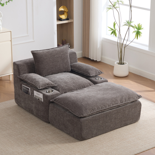 Revêtement gris en tissu chenille du fauteuil lounge