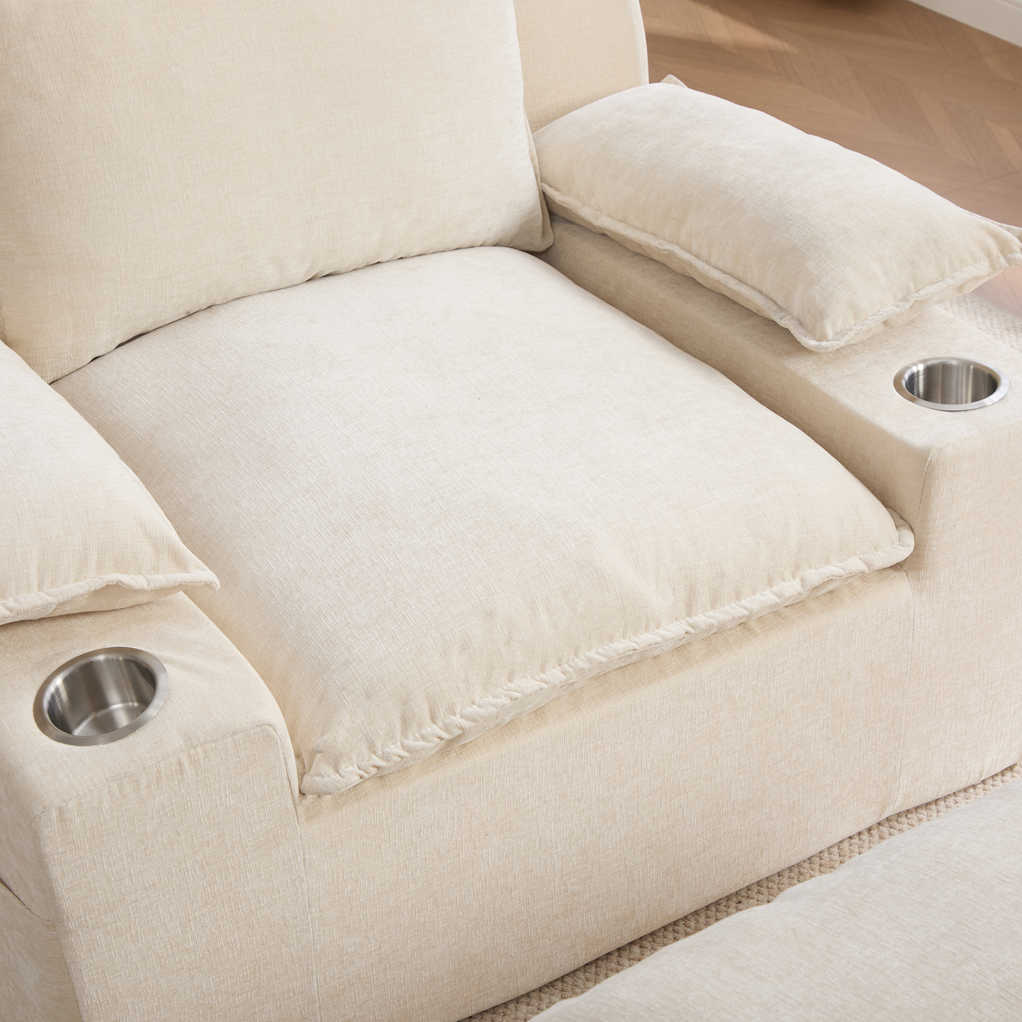 Fauteuil de relaxation 1 place en chenille Beige 🪑 - points forts 1