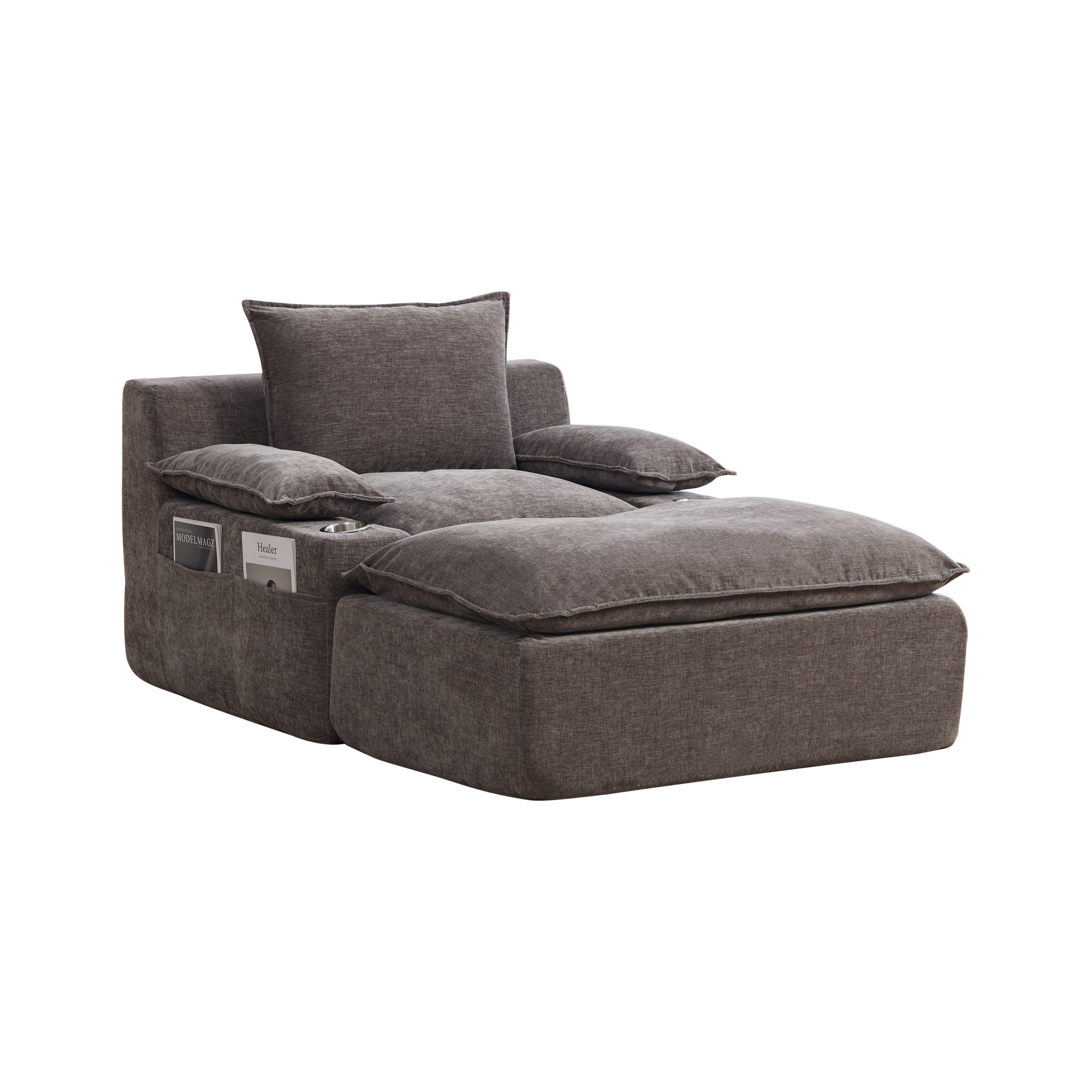 Fauteuil de relaxation 1 place en chenille Gris 🪑 - présentation 1