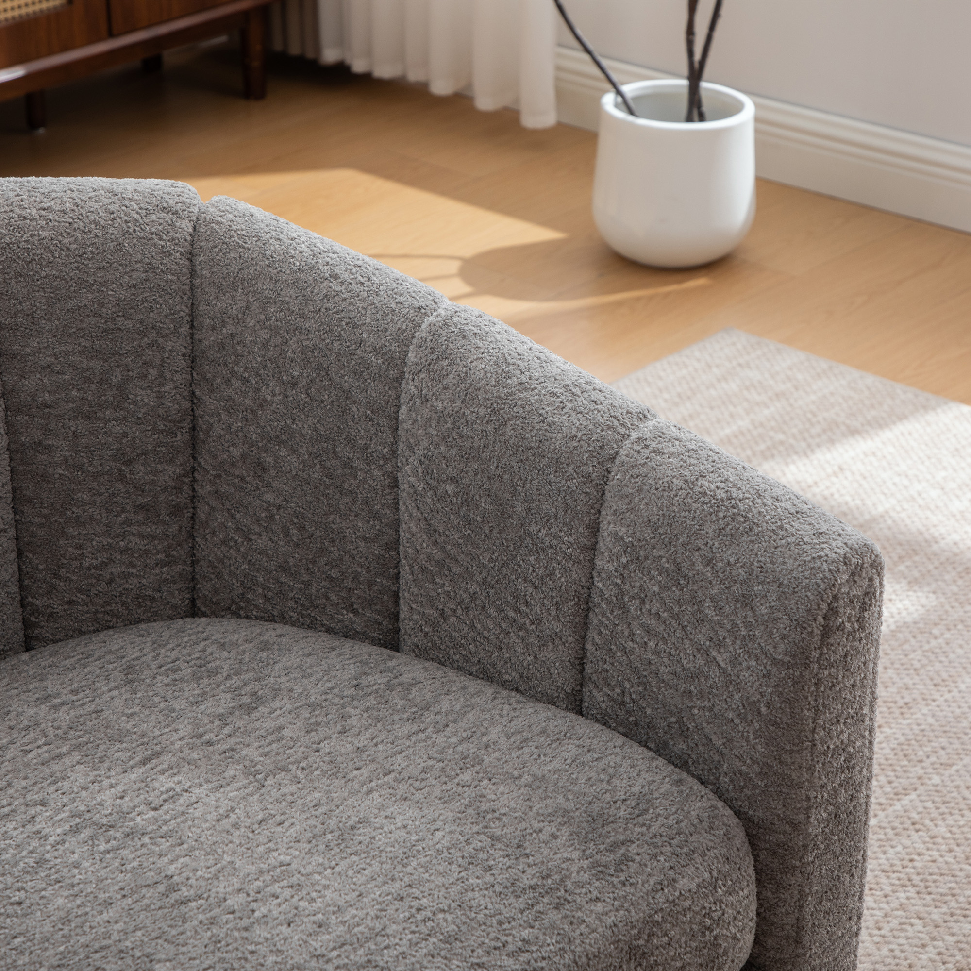Fauteuil pivotant 360° en tissu chenille, design exquis, pour salon, chambre, cinéma, atelier et bureau, confort optimal pour usage prolongé, rotation complète, élégance et polyvalence, ajout de style à toute pièce - image 4