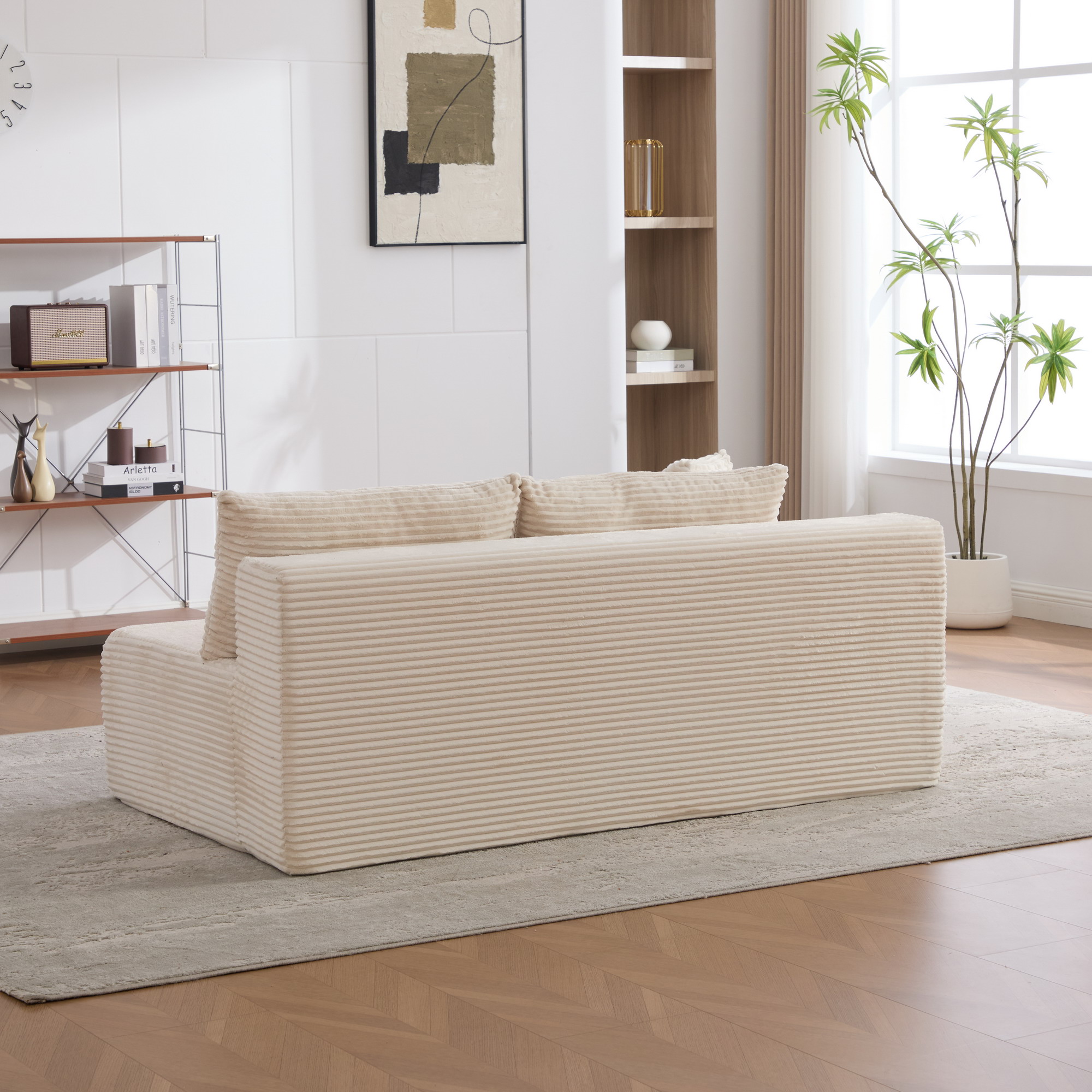 Module canapé compressible en chenille beige - vue 3