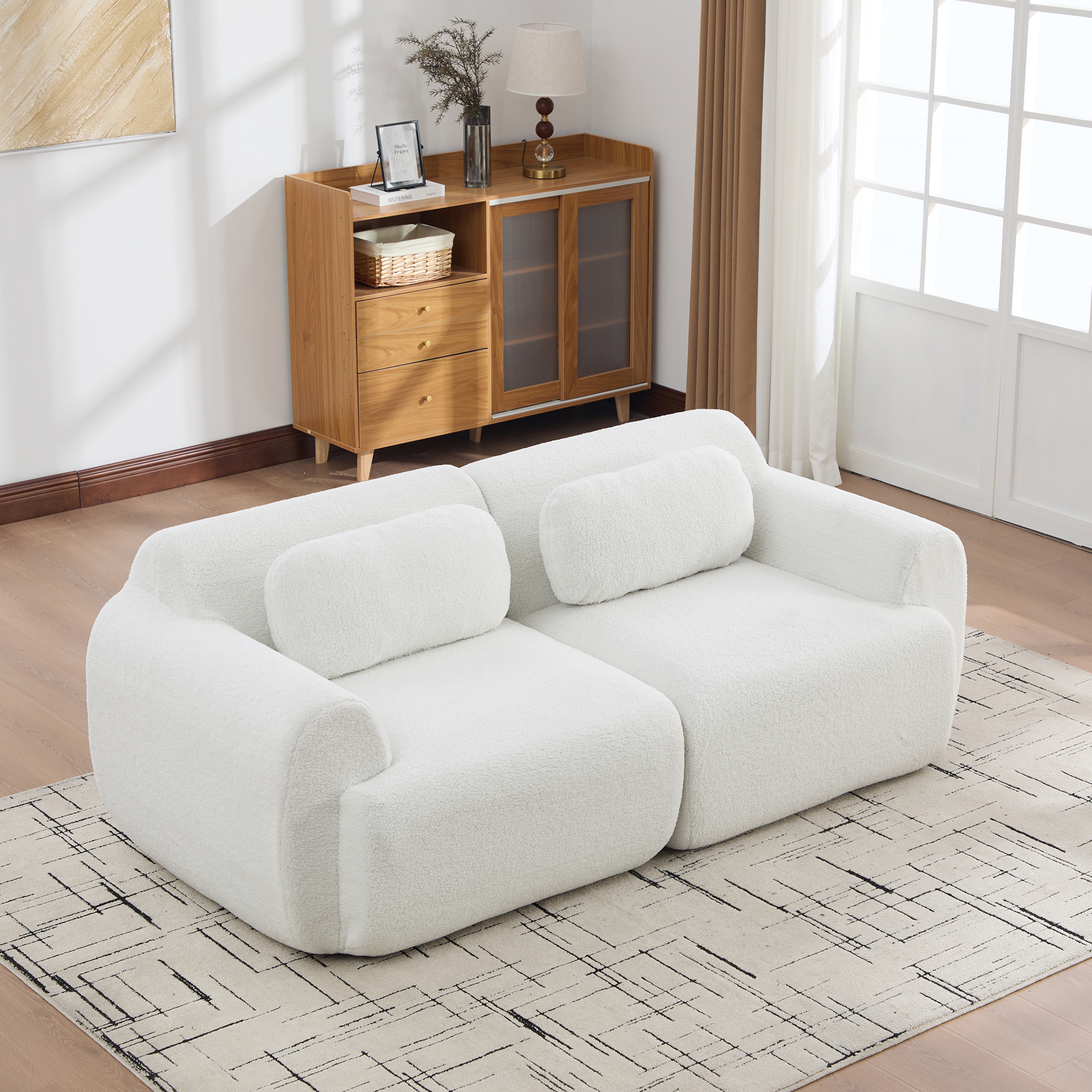 Canapé modulaire compressé en chenille ivoire 189x91x71 cm - vue 3