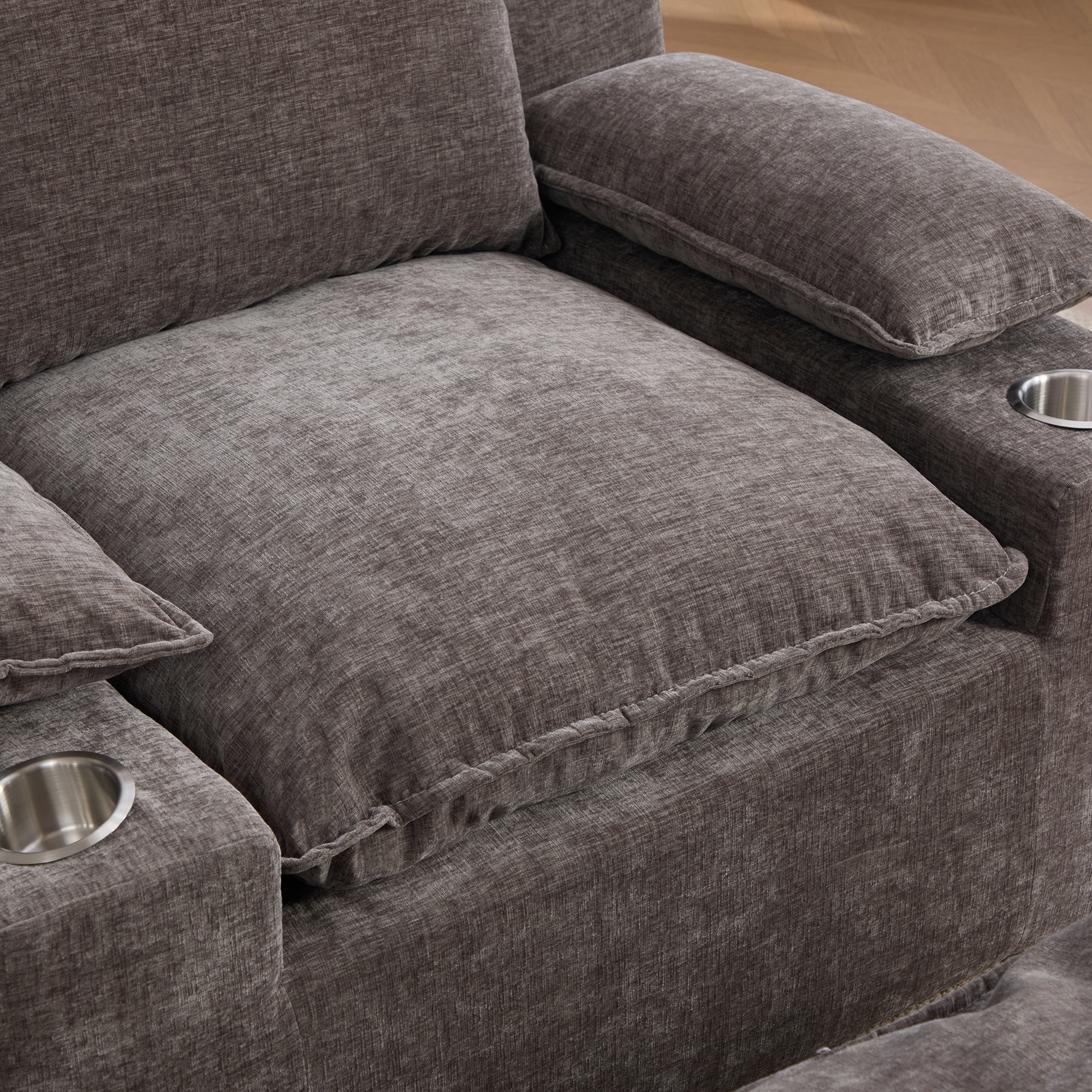 Fauteuil de relaxation 1 place en chenille Gris 🪑 - points forts 1