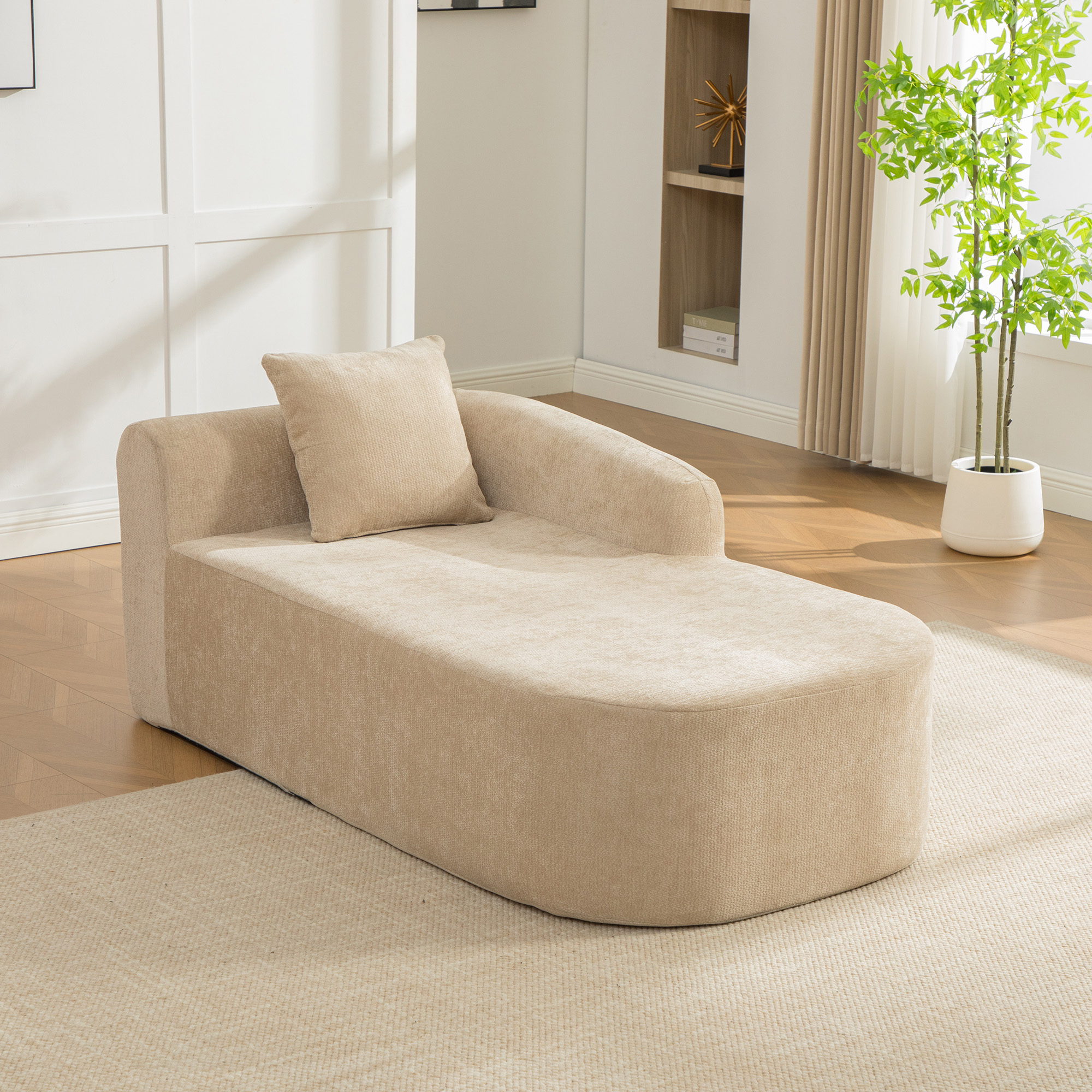 Module canapé compressible en chenille kaki clair - vue 2