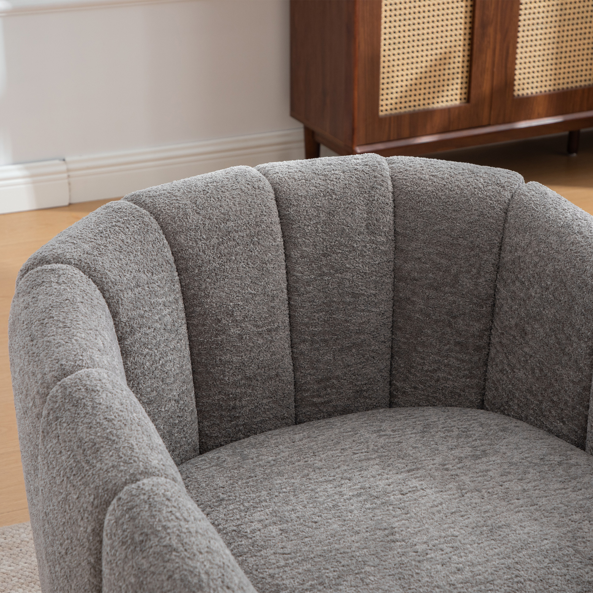 Fauteuil pivotant 360° en tissu chenille, design exquis, pour salon, chambre, cinéma, atelier et bureau, confort optimal pour usage prolongé, rotation complète, élégance et polyvalence, ajout de style à toute pièce - image 3