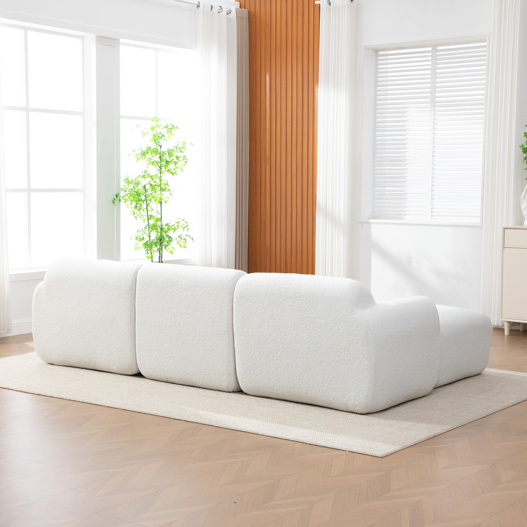 Canapé modulaire compressé en chenille ivoire 189x91x71 cm - vue 4
