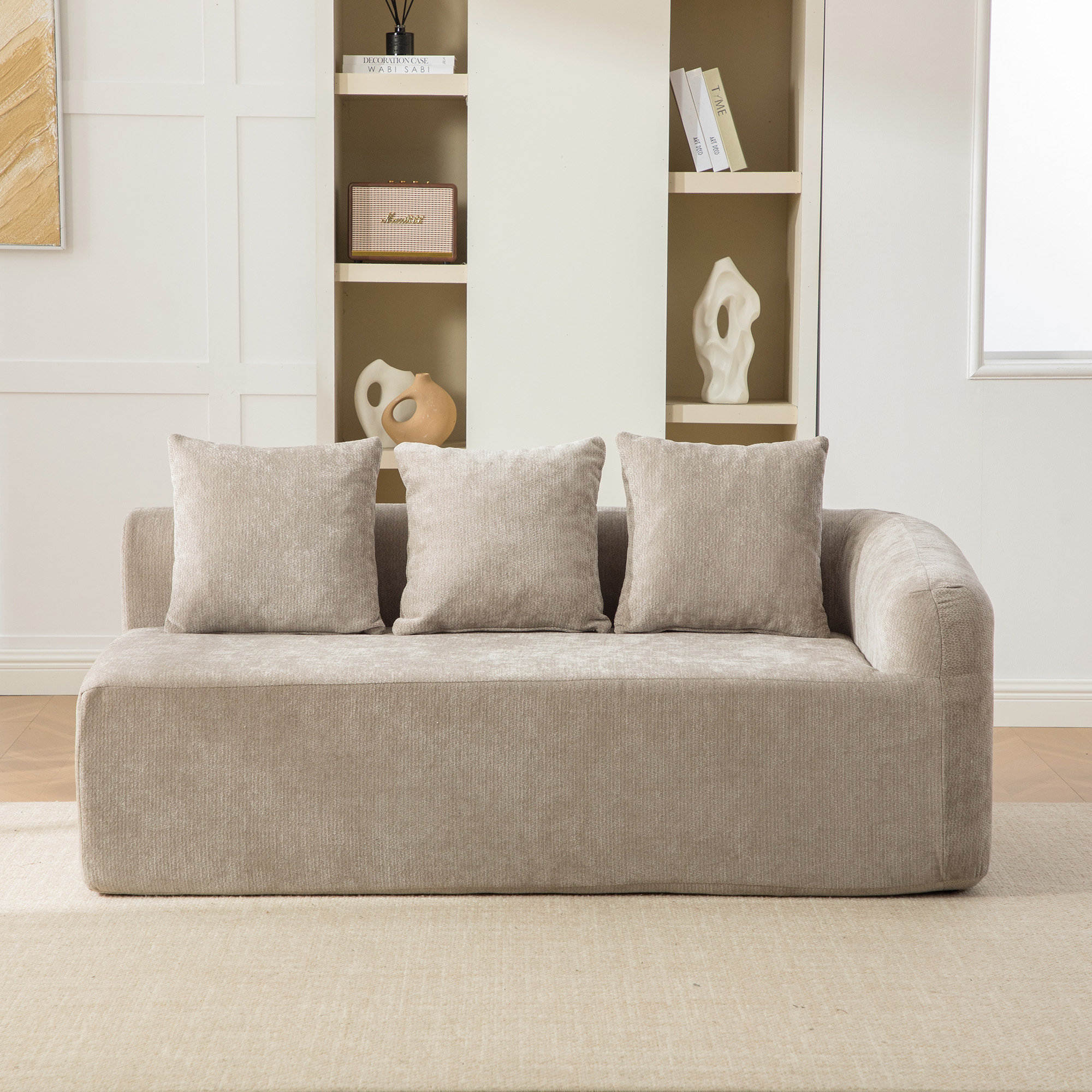 Module canapé compressible en chenille gris - vue 3