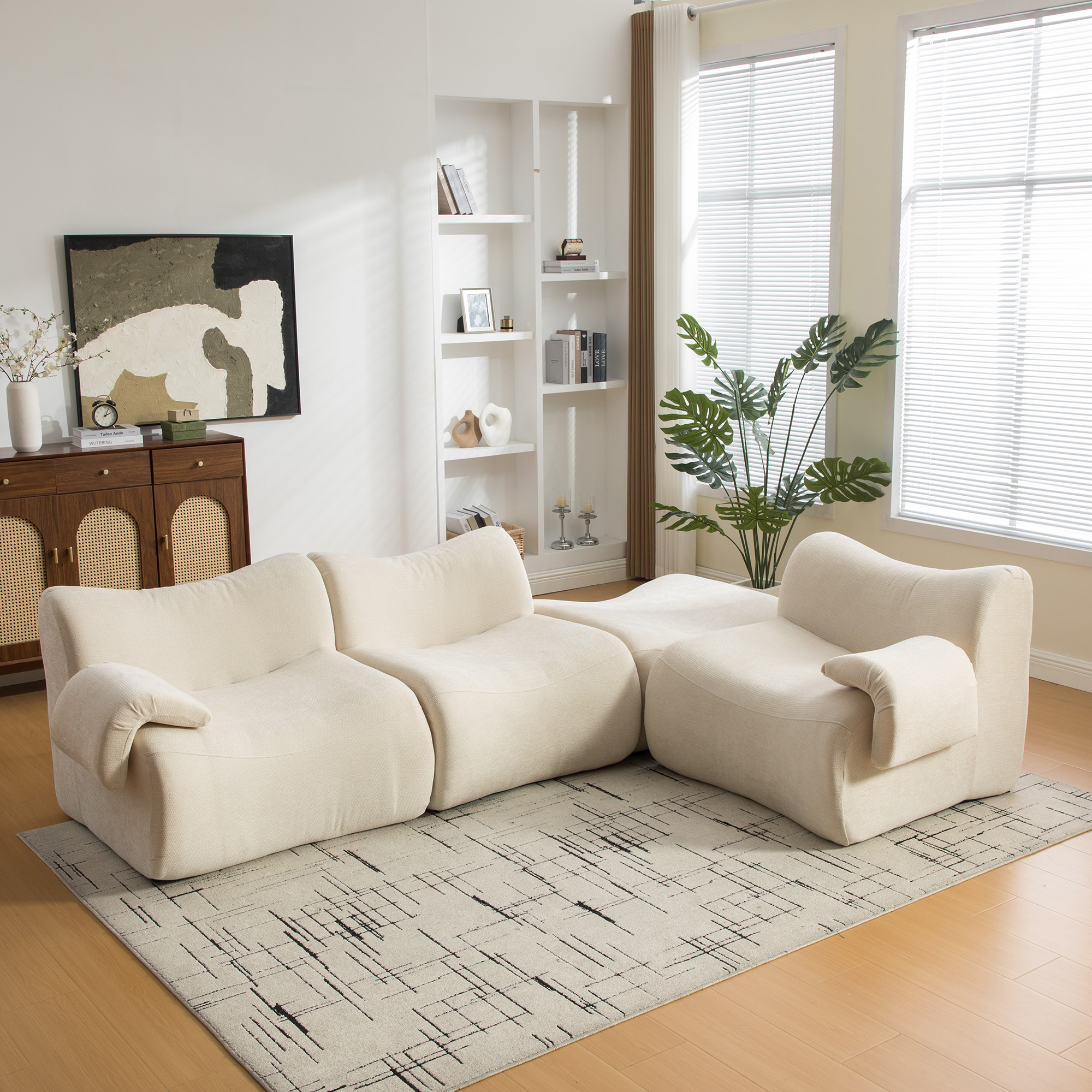 Modulares Kompressionssofa aus Tissu-Stoff, gef