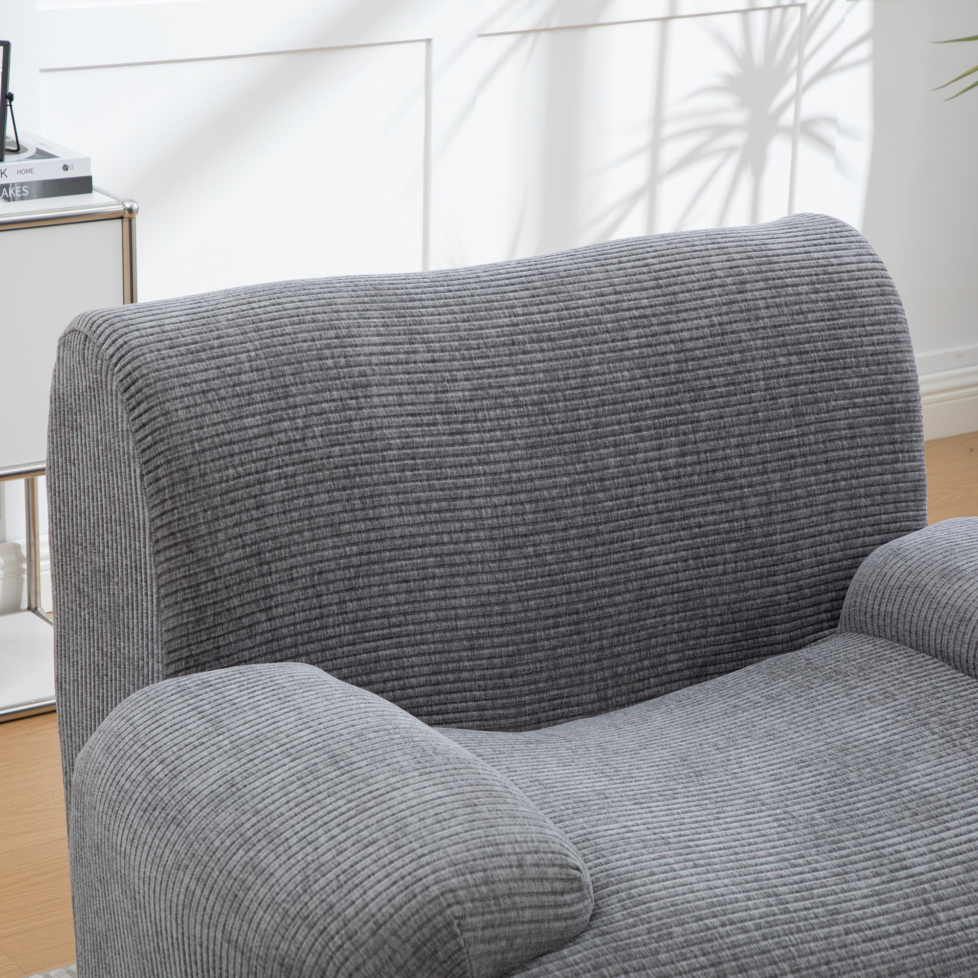 Fauteuil avec poufs en chenille gris - vue complémentaire 1