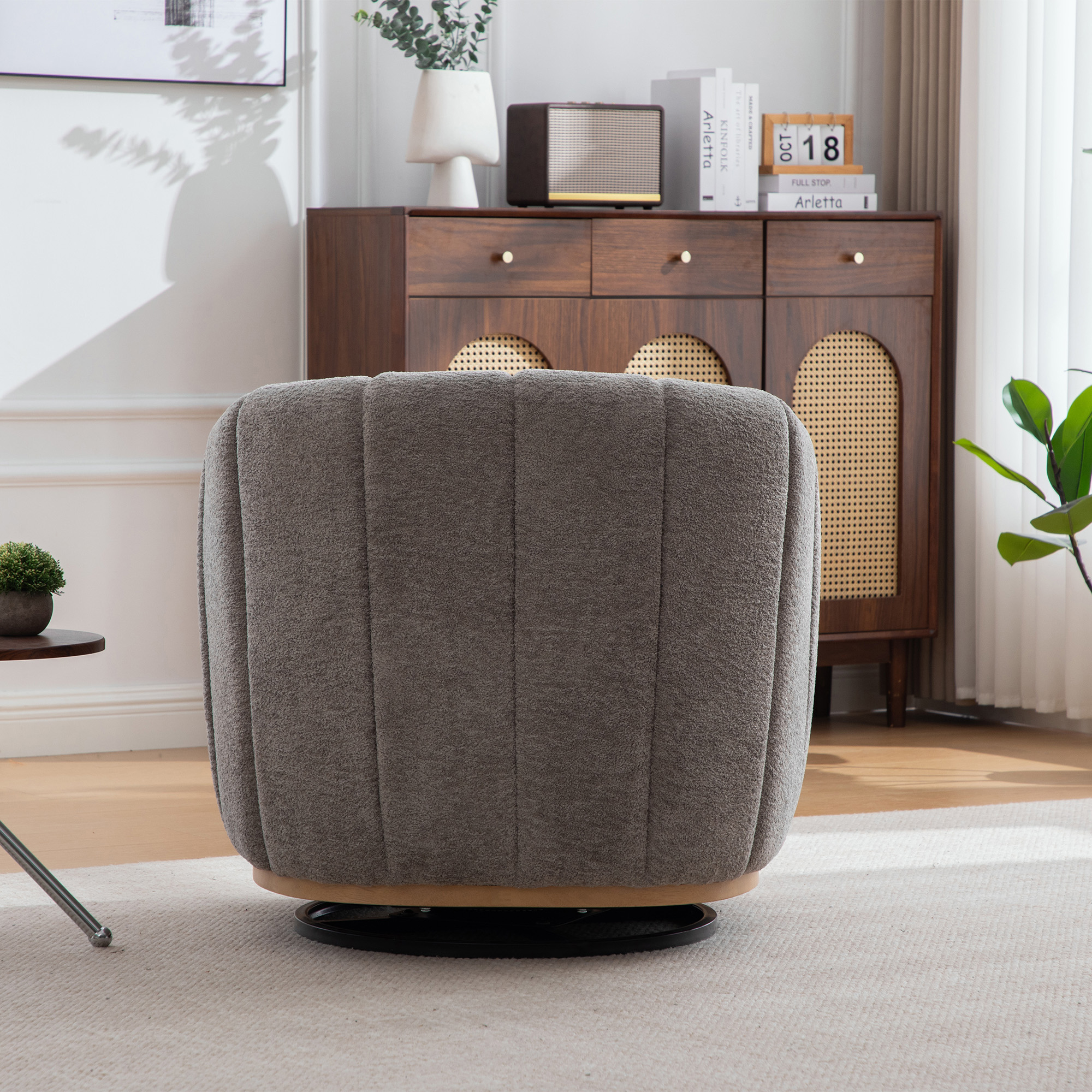 Fauteuil pivotant 360° en tissu chenille, design exquis, pour salon, chambre, cinéma, atelier et bureau, confort optimal pour usage prolongé, rotation complète, élégance et polyvalence, ajout de style à toute pièce - image 2