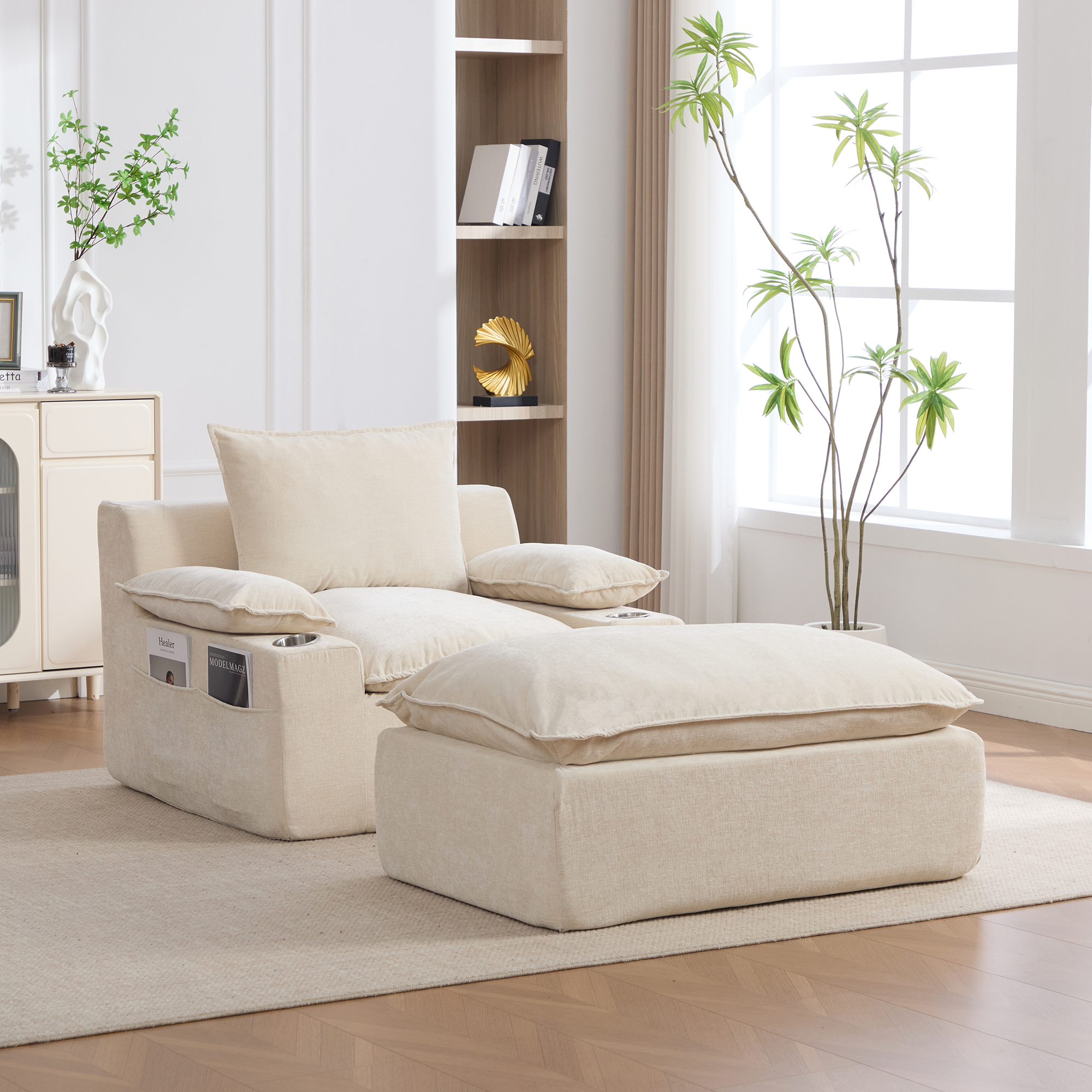 Chenille Relaxsessel Chaiselongue, Vakuumverpackt 