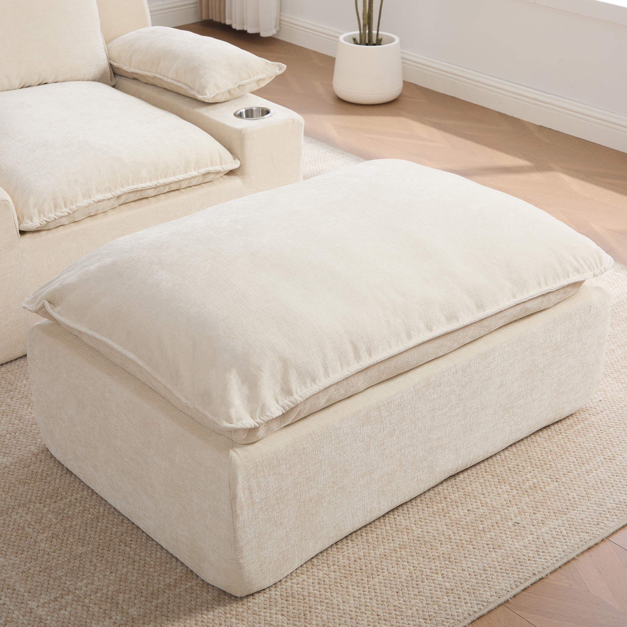 Fauteuil de relaxation 1 place en chenille Beige 🪑 - spécifications 1