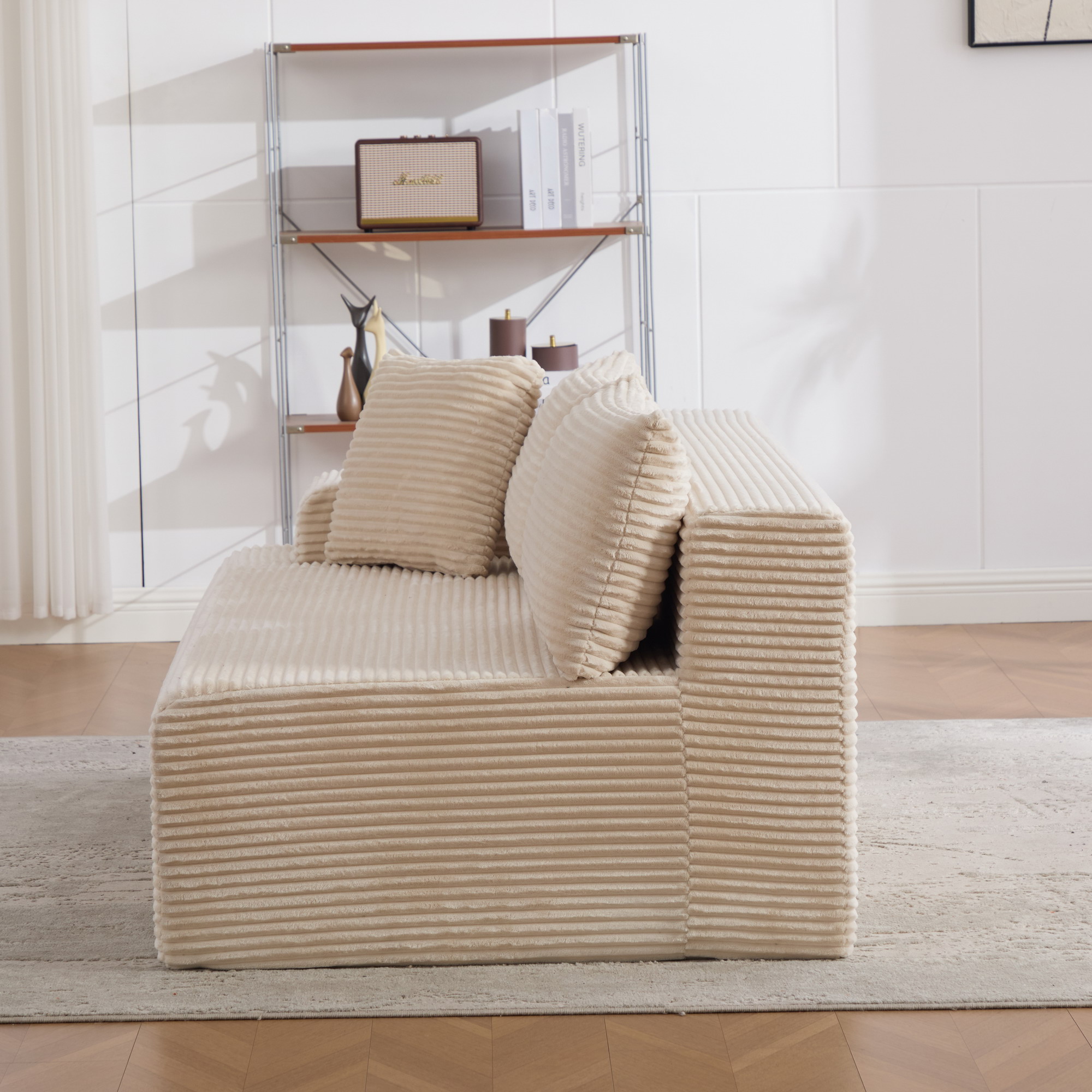 Module canapé compressible en chenille beige - vue 2