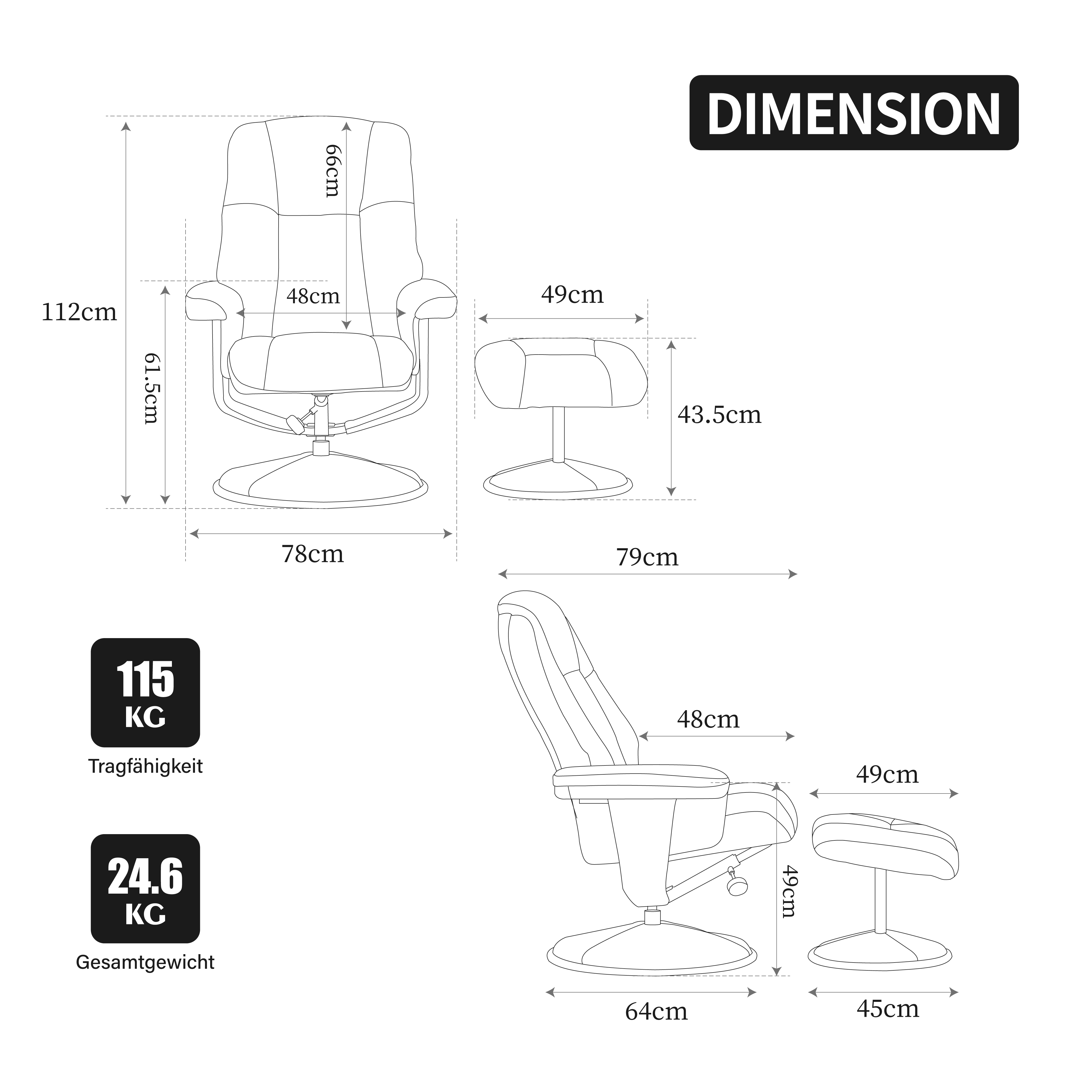 Dimensions du fauteuil relax