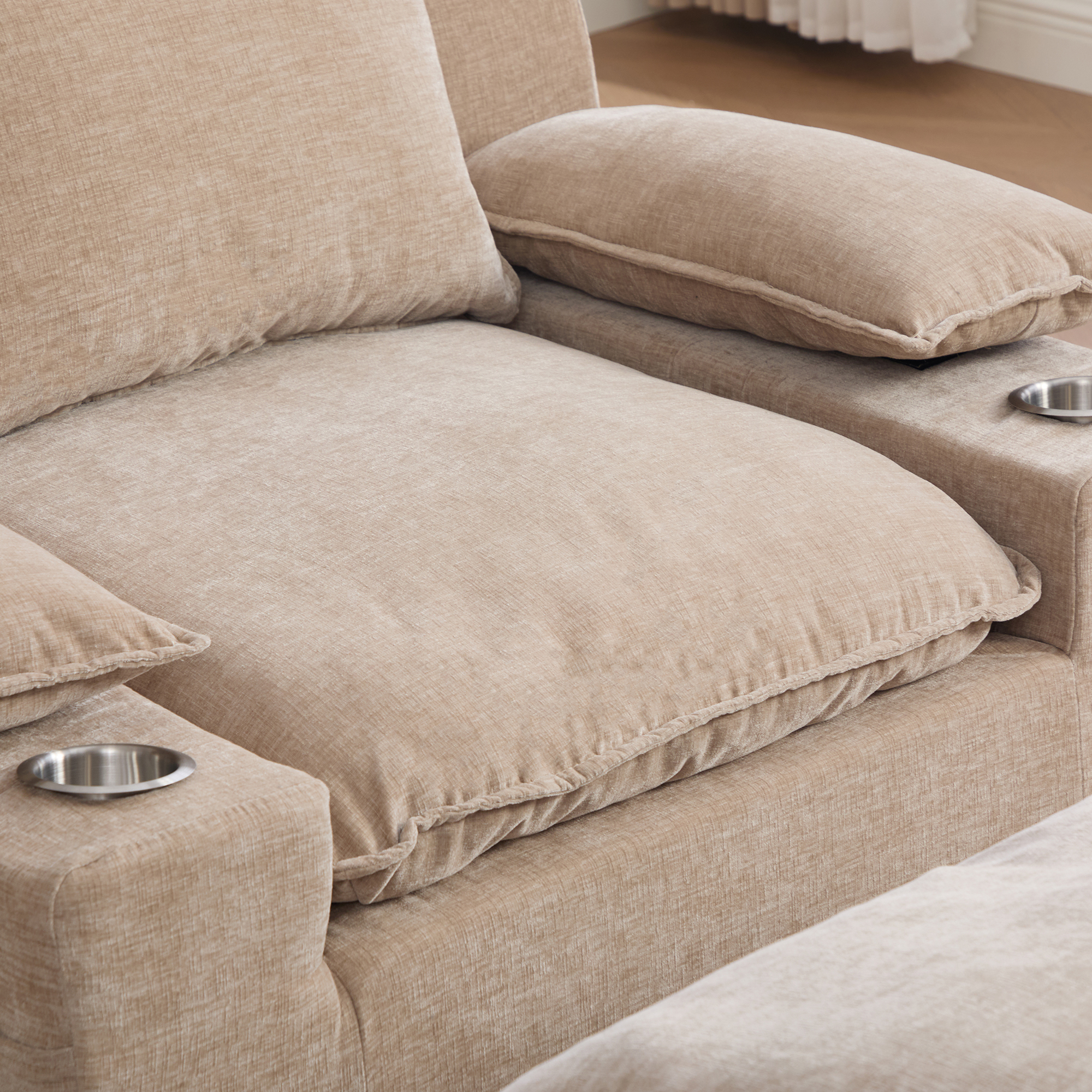 Fauteuil de relaxation 1 place en chenille Kaki Clair 🪑 - points forts 1