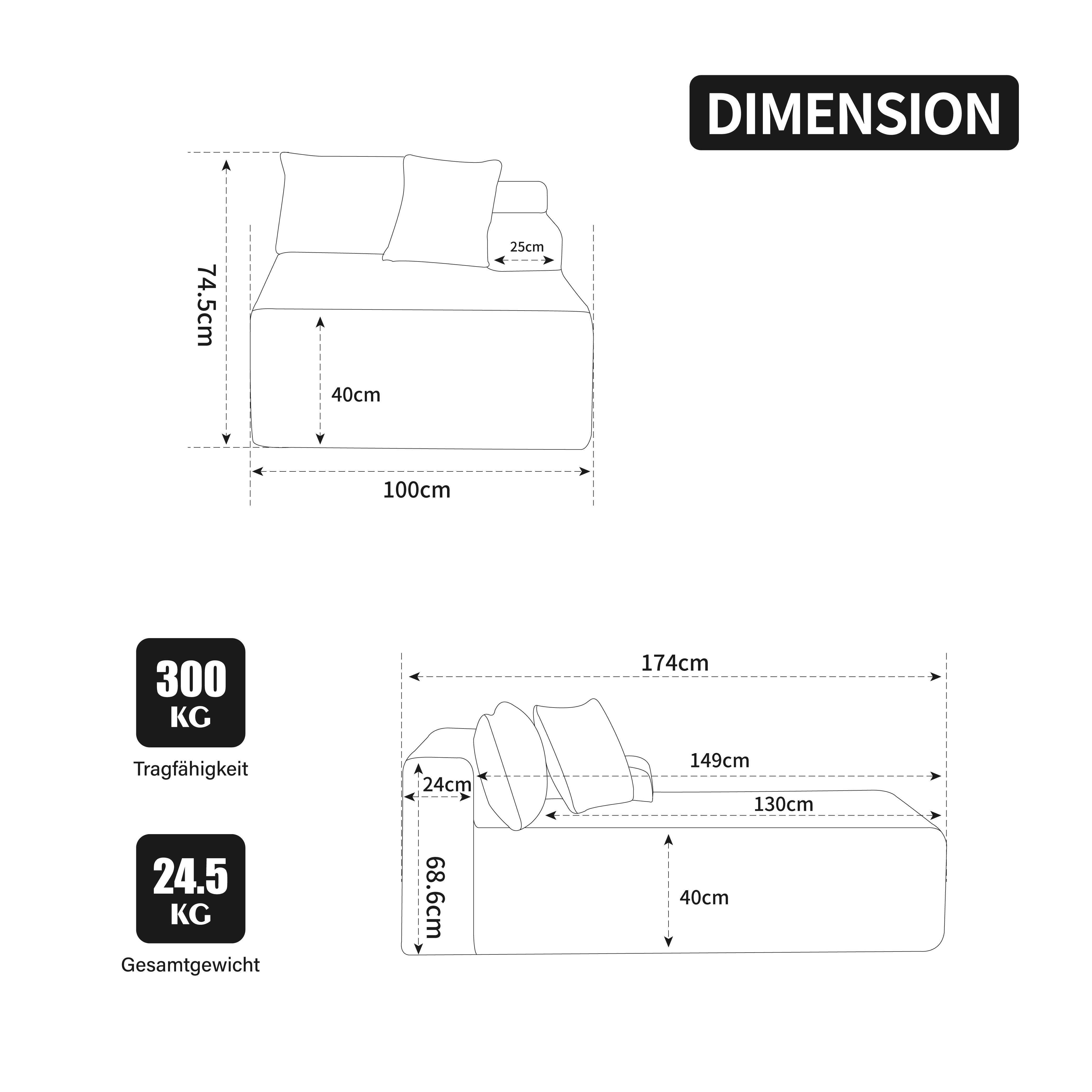 Modulares Kompressionssofa aus Tissu-Stoff, gef