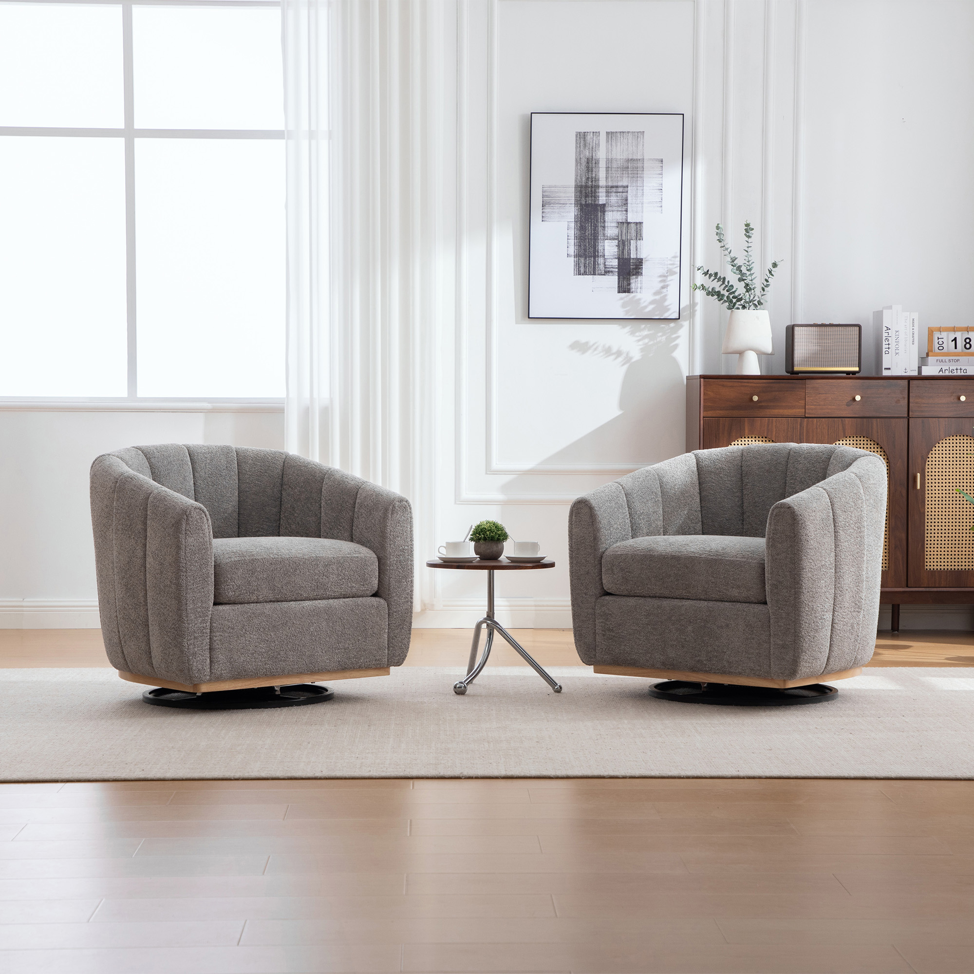 Fauteuil pivotant 360° en tissu chenille, design exquis, pour salon, chambre, cinéma, atelier et bureau, confort optimal pour usage prolongé, rotation complète, élégance et polyvalence, ajout de style à toute pièce - image 11