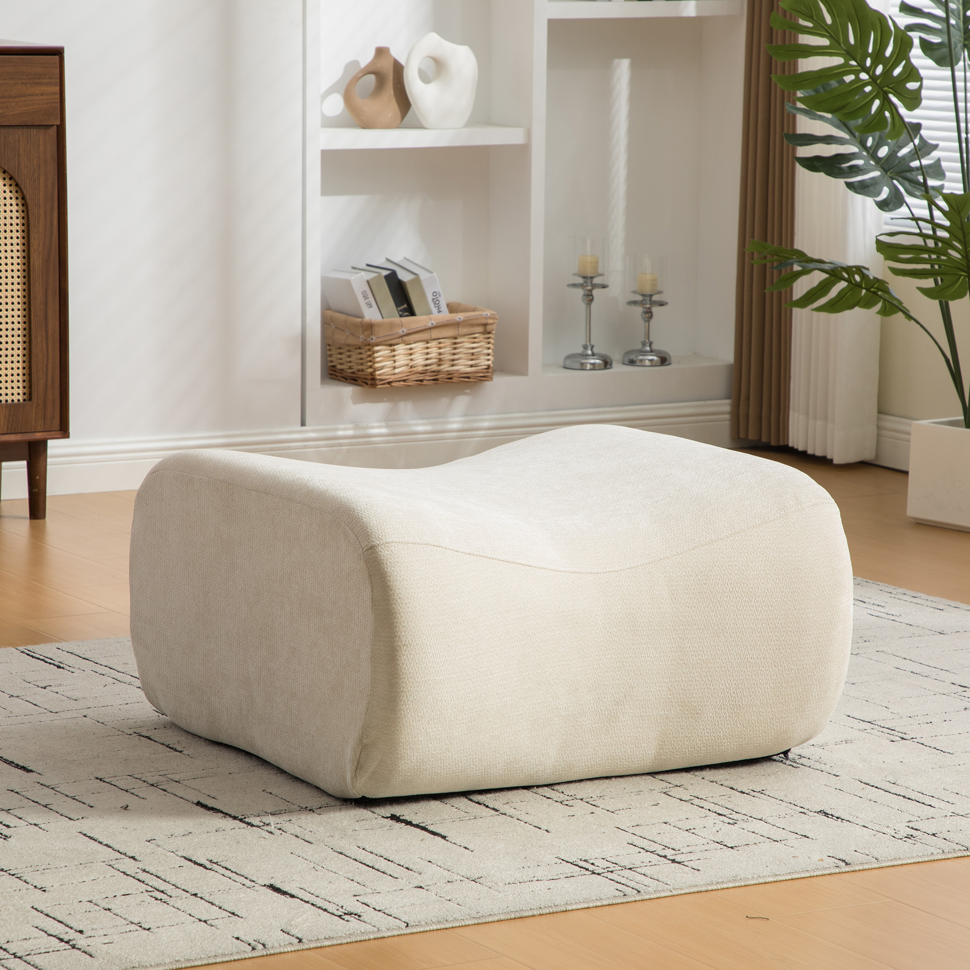 Module canapé compressible en chenille beige - vue 4