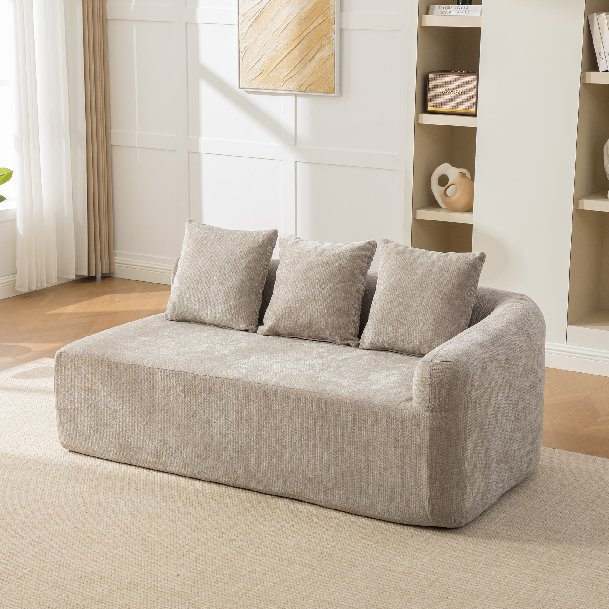 Module canapé compressible en chenille gris - vue 2