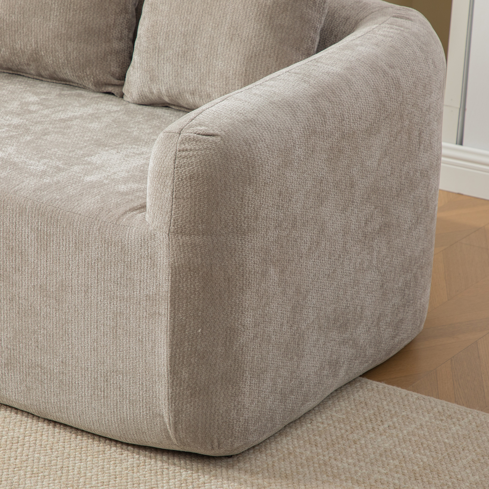Module canapé compressible en chenille gris - vue 4