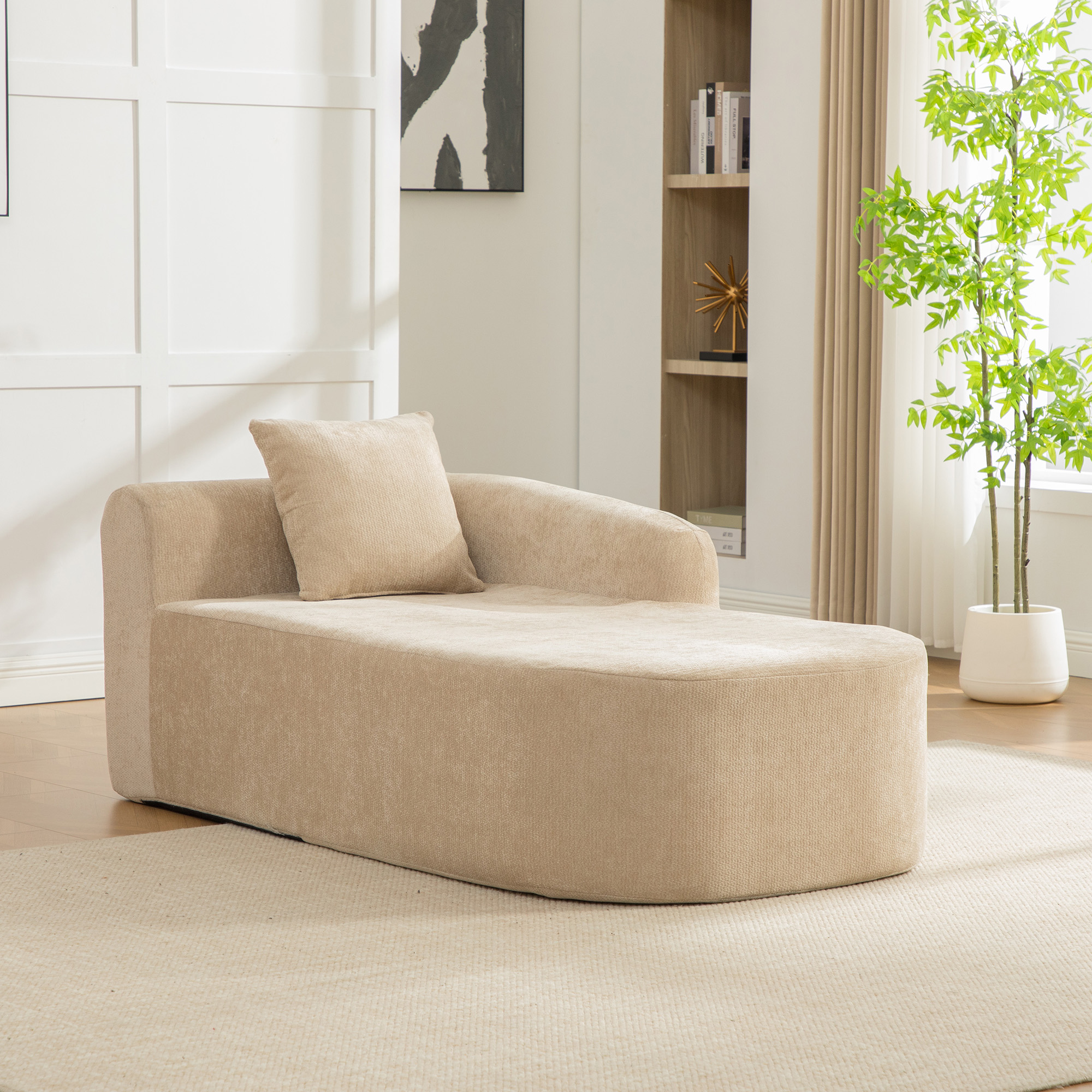 Module canapé compressible en chenille kaki clair - vue 3
