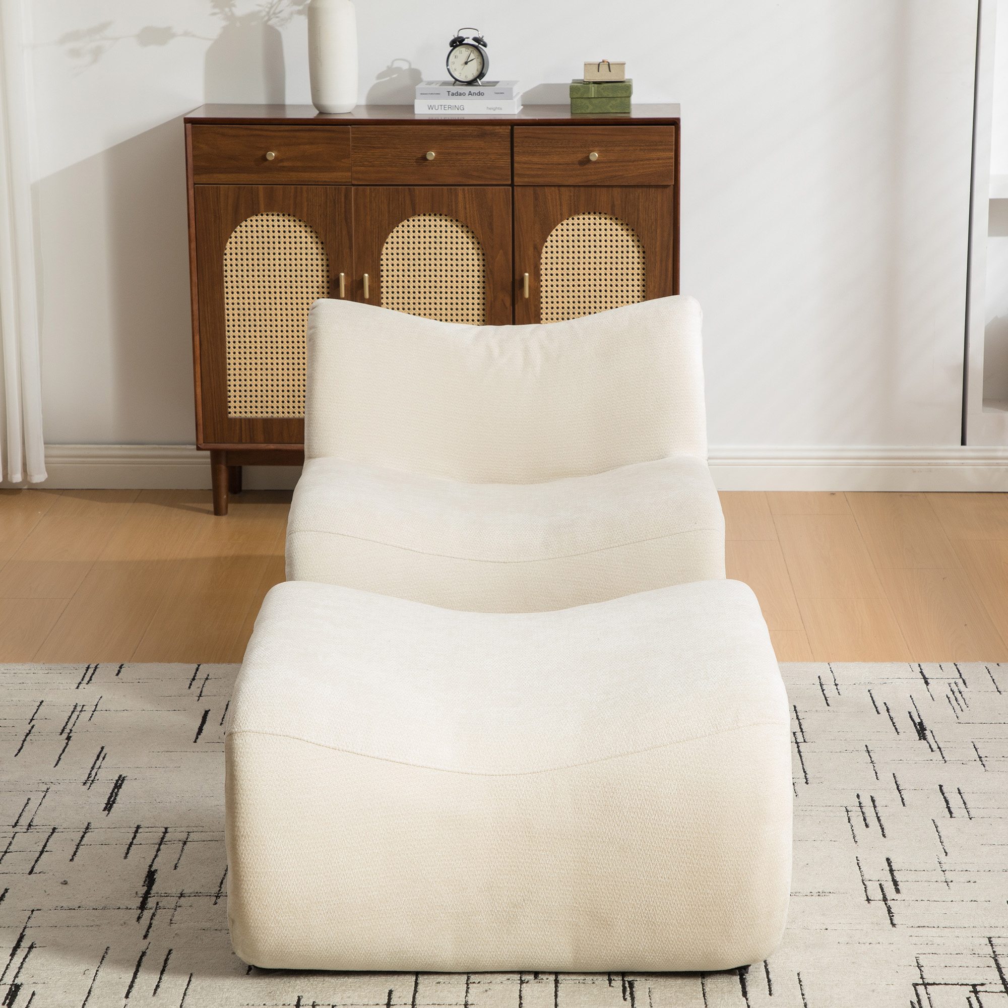 Module canapé compressible en chenille beige - vue 2