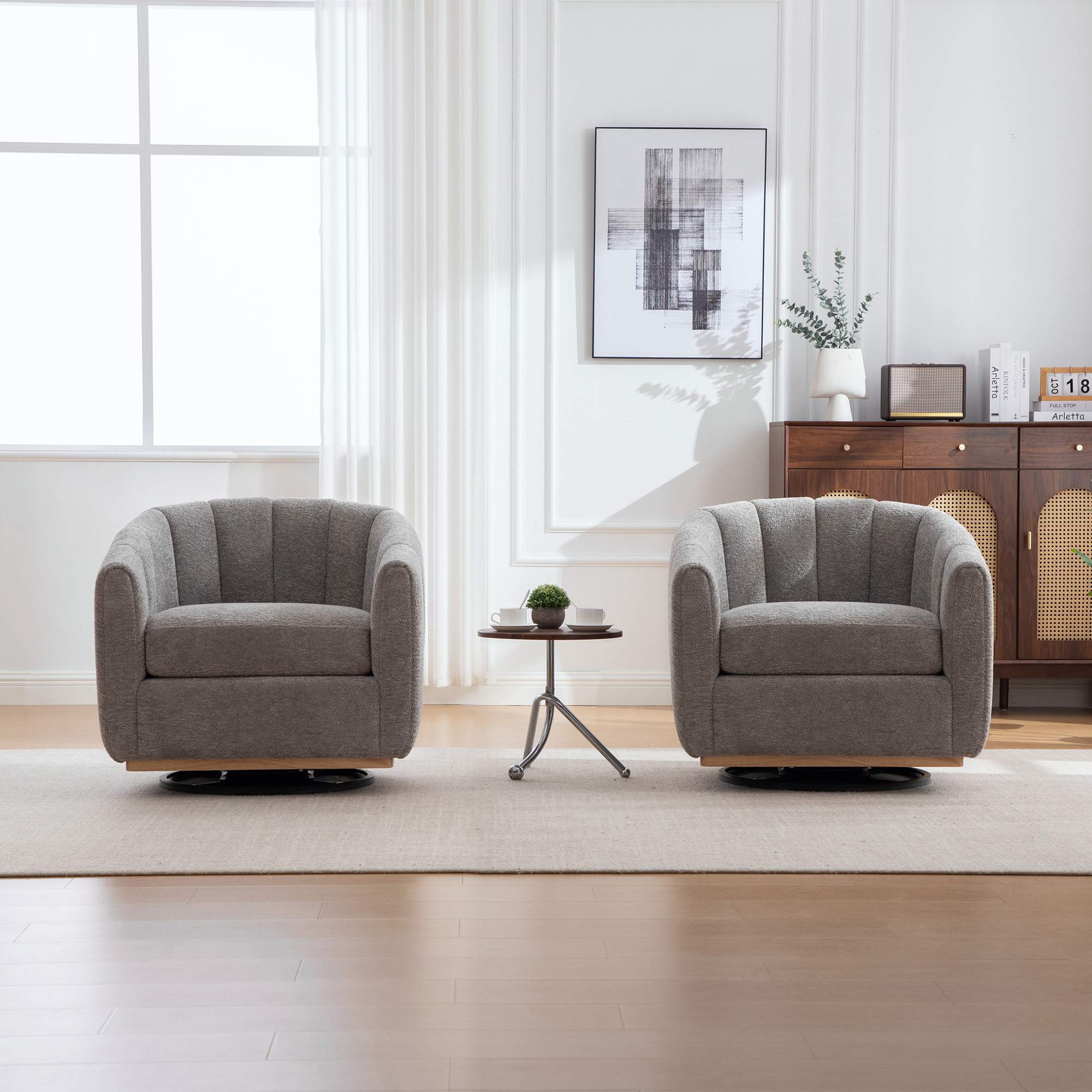 Fauteuil pivotant 360° en tissu chenille, design exquis, pour salon, chambre, cinéma, atelier et bureau, confort optimal pour usage prolongé, rotation complète, élégance et polyvalence, ajout de style à toute pièce - image 12