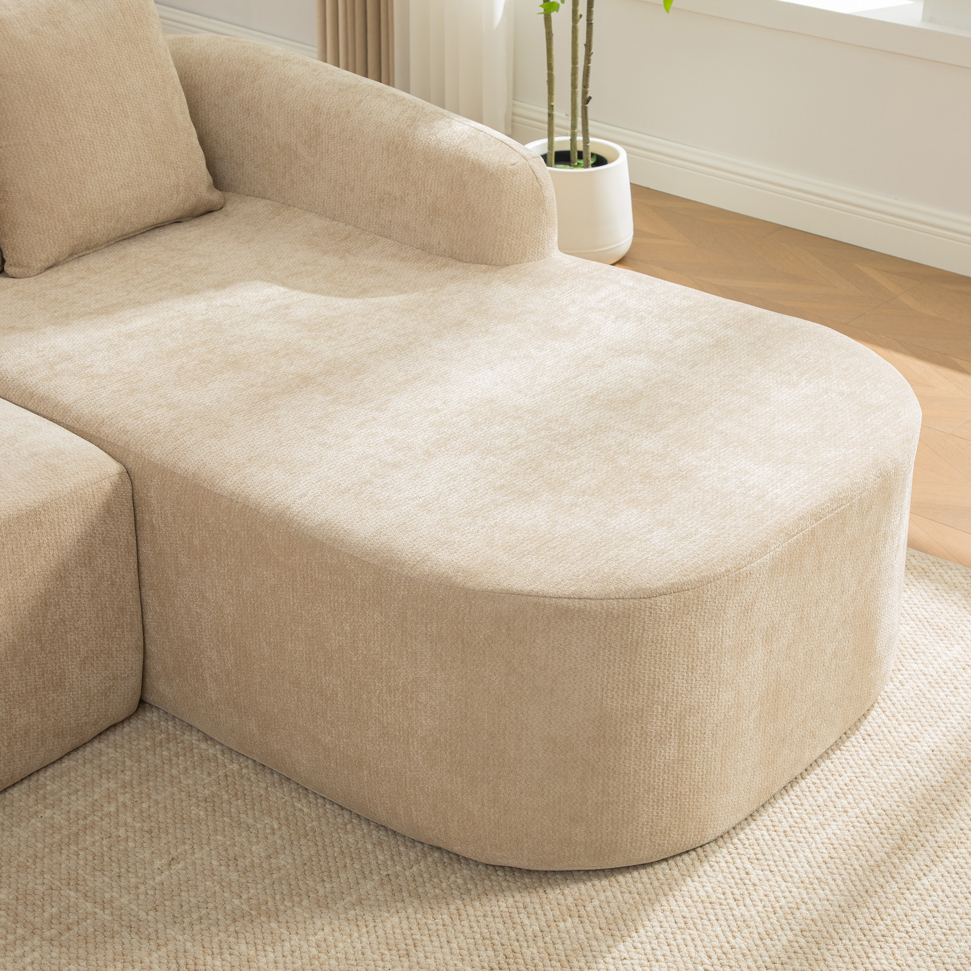 Module canapé compressible en chenille kaki clair - vue 4