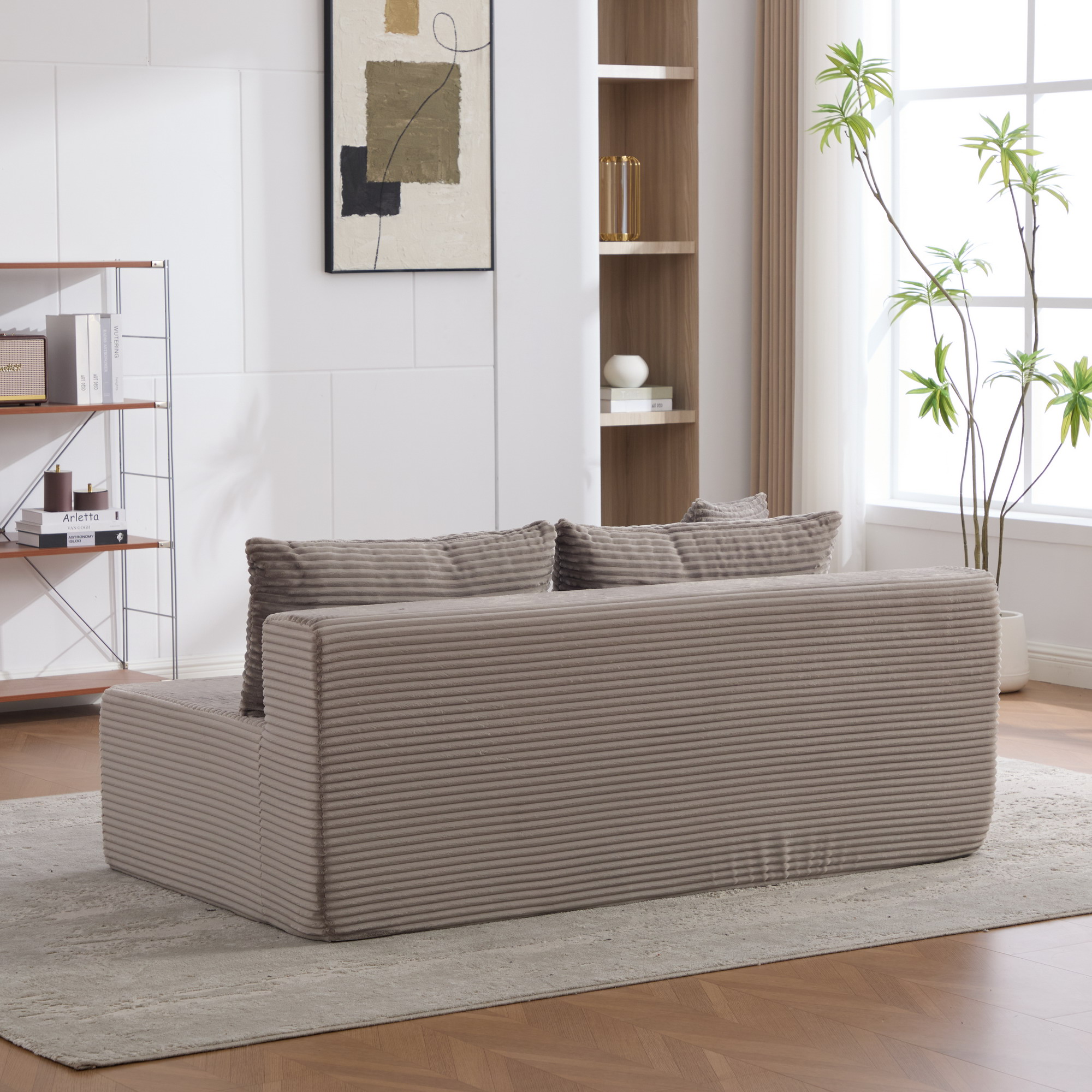 Module canapé compressible en chenille gris - vue 3