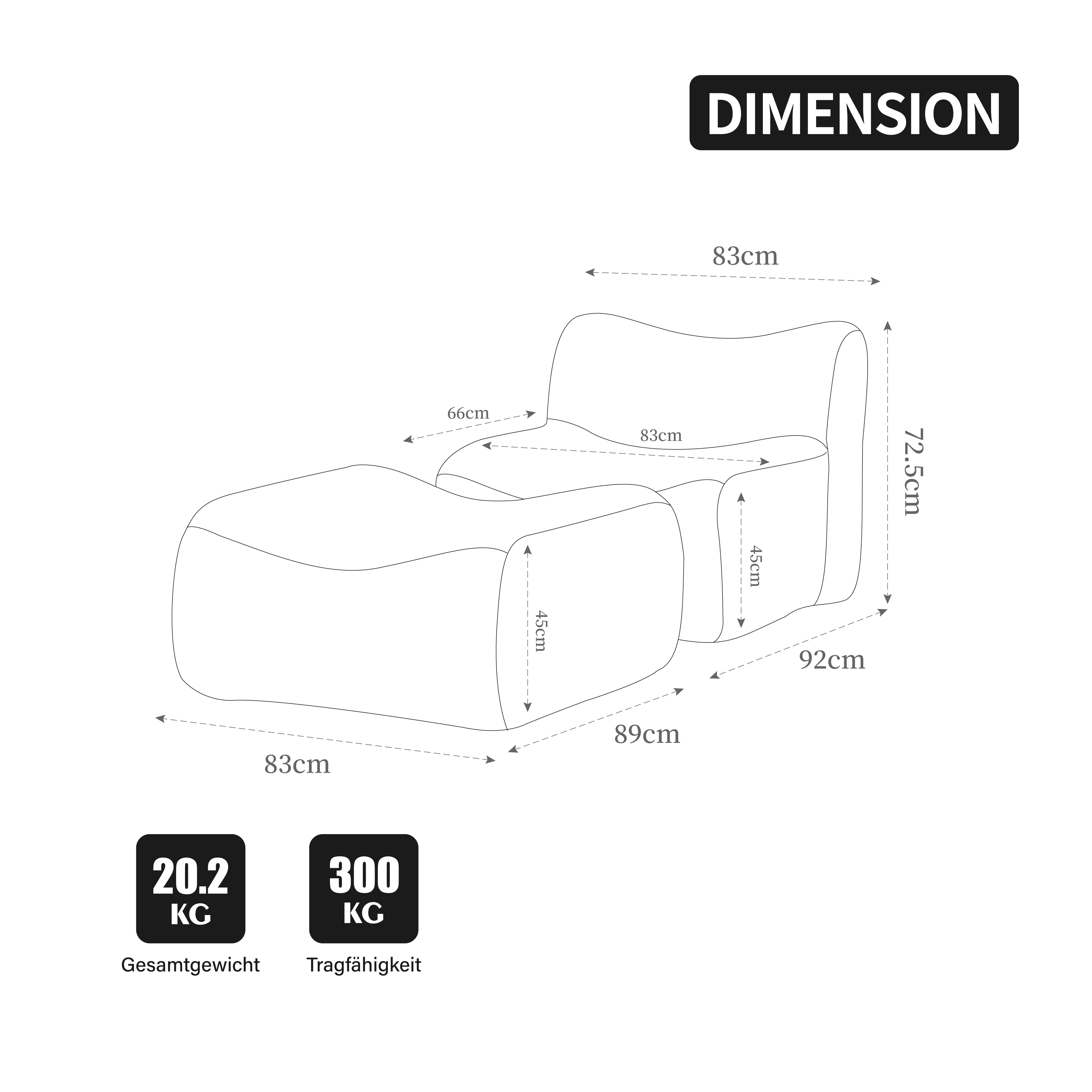 Dimensions du canapé compressé