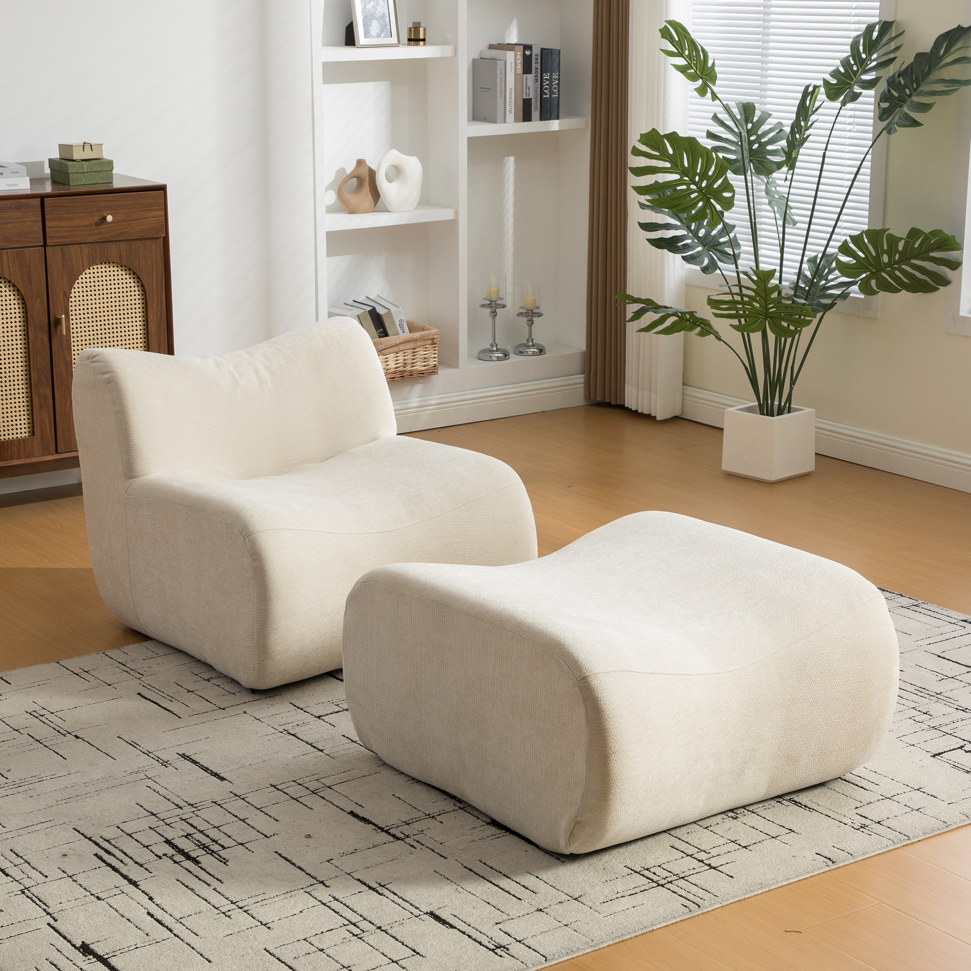 Module canapé compressible en chenille beige - vue 3