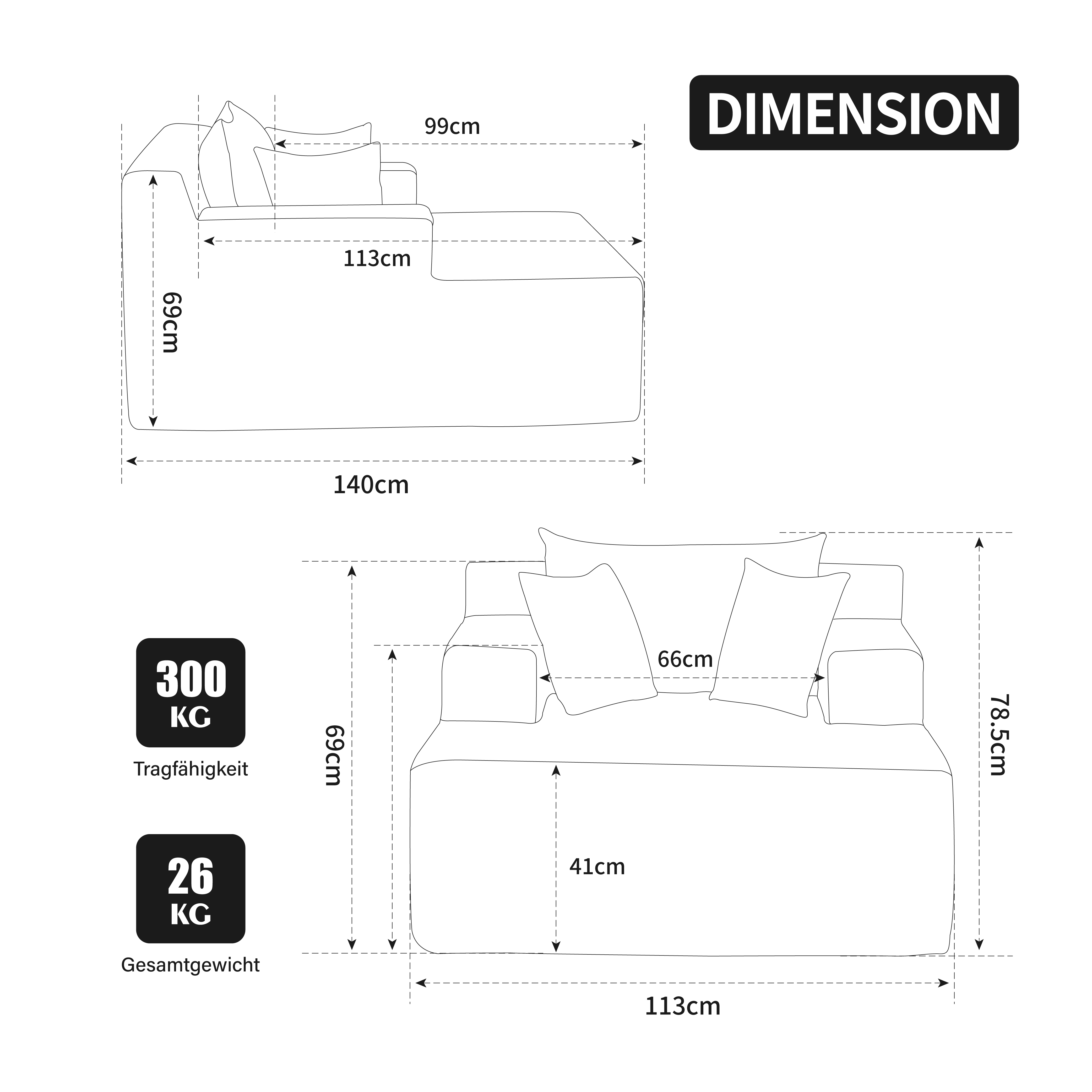 Modulares Kompressionssofa aus Tissu-Stoff, gef