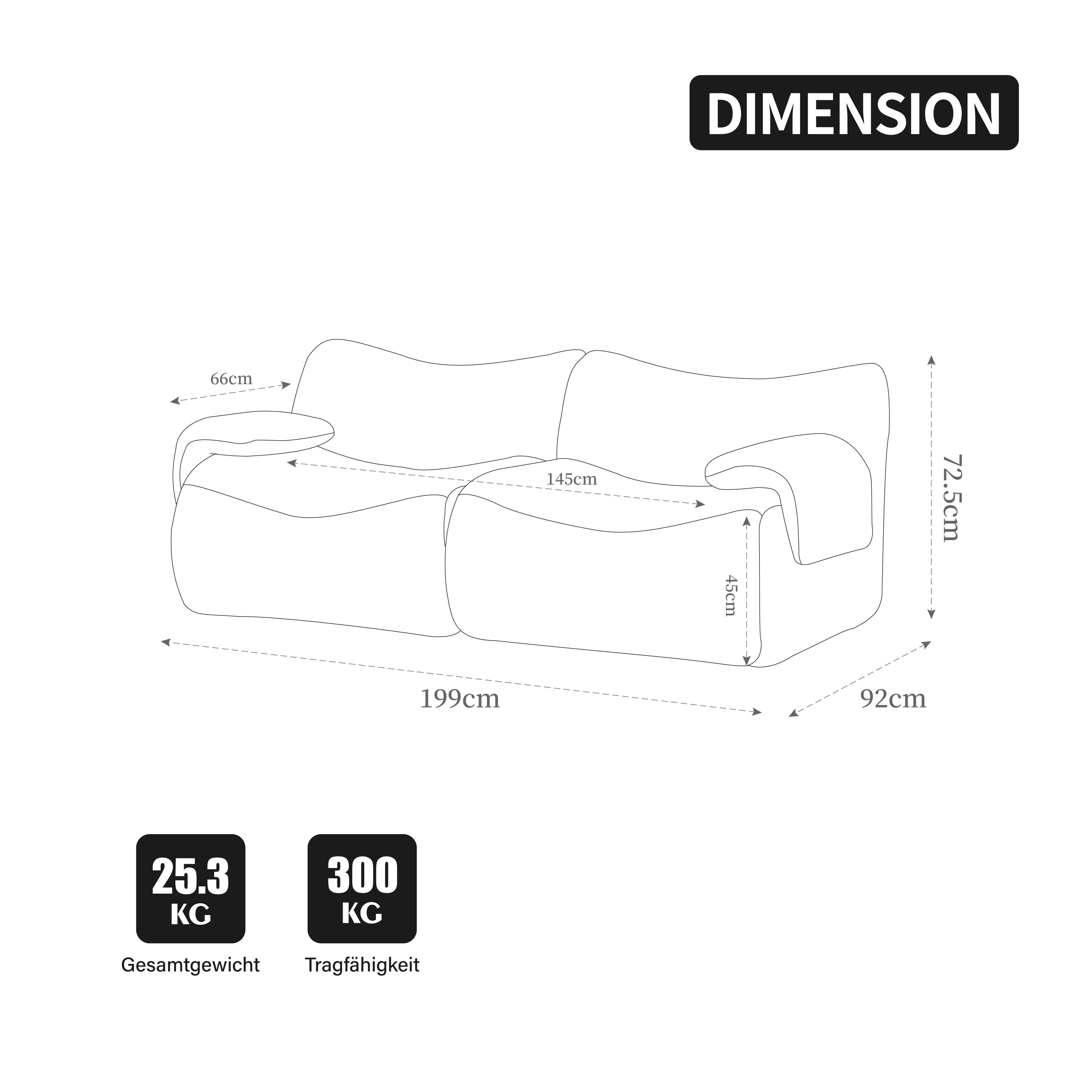 Dimensions du canapé compressé