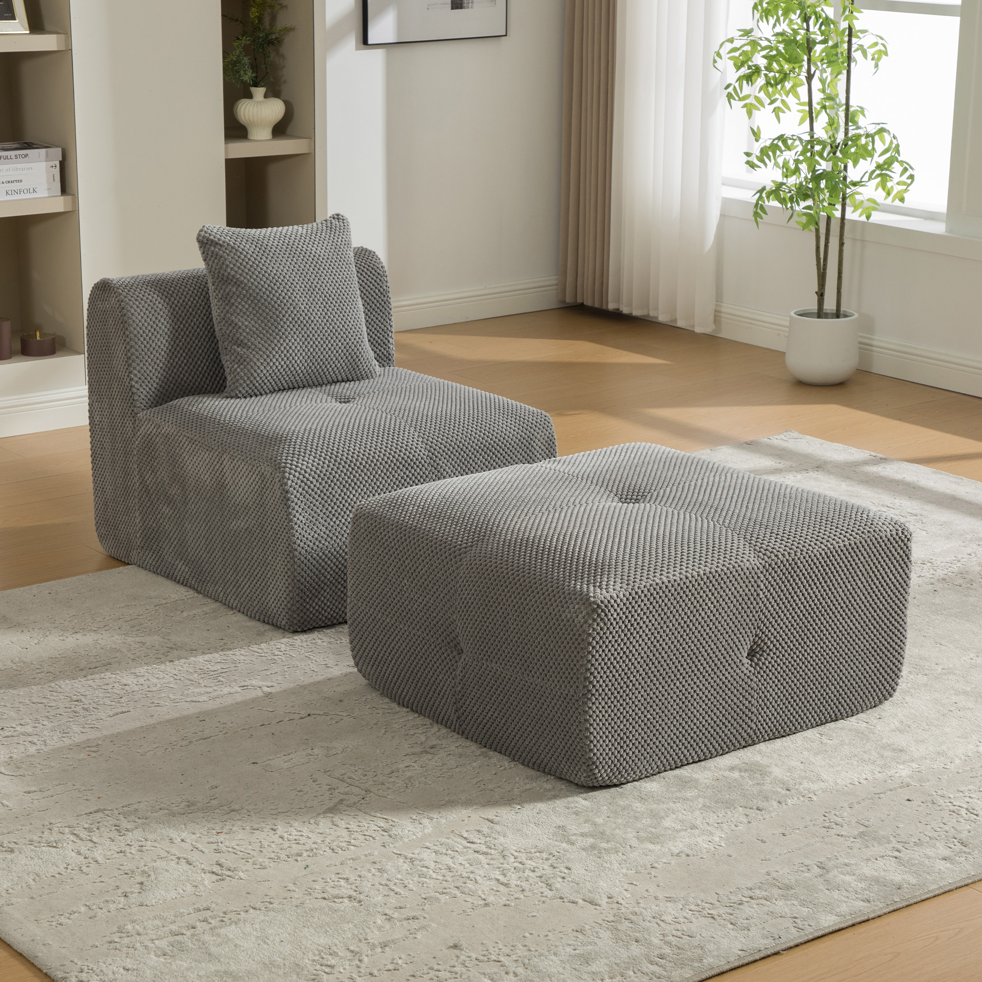 Module canapé compressible en chenille gris - vue 2