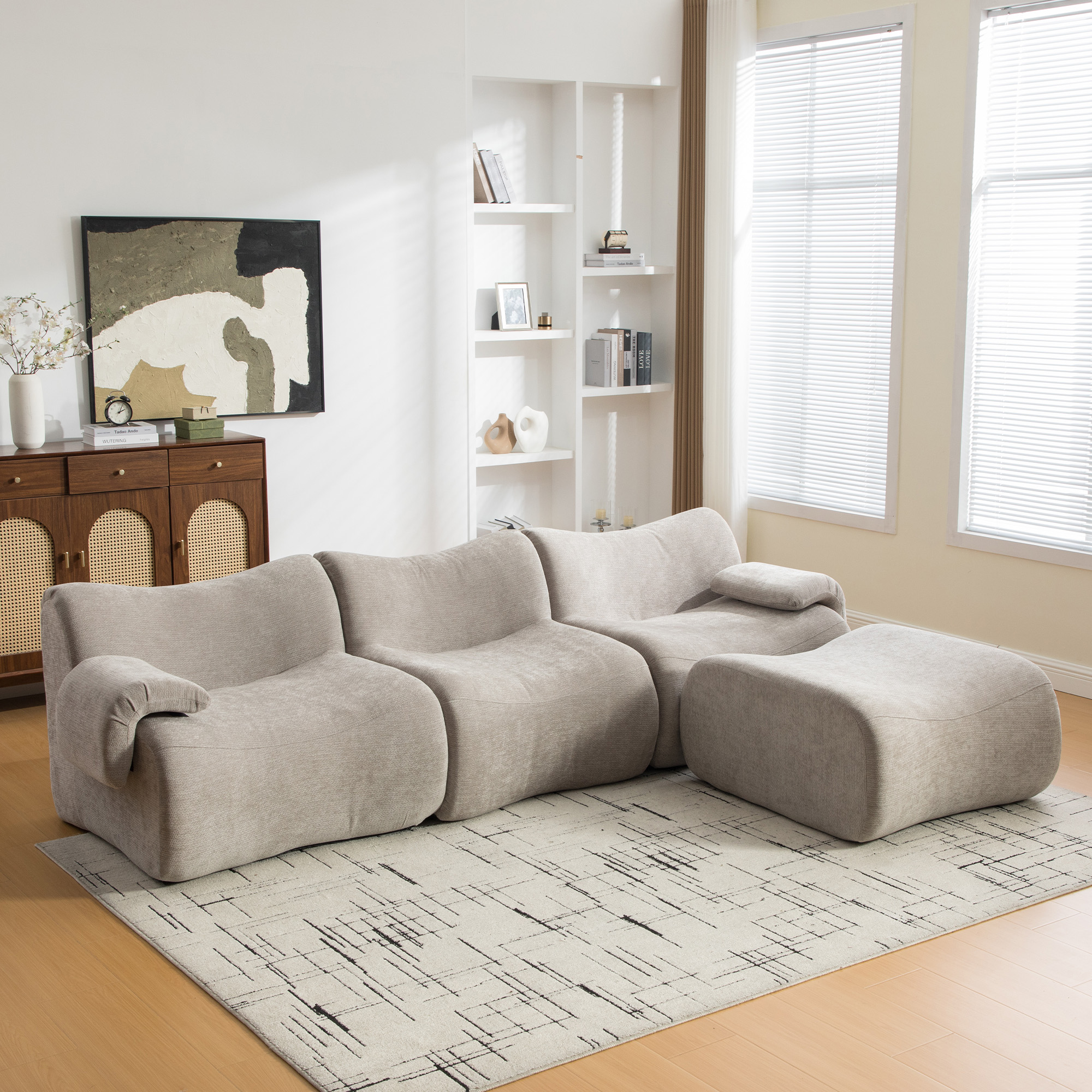 Modulares Kompressionssofa aus Tissu-Stoff, gef