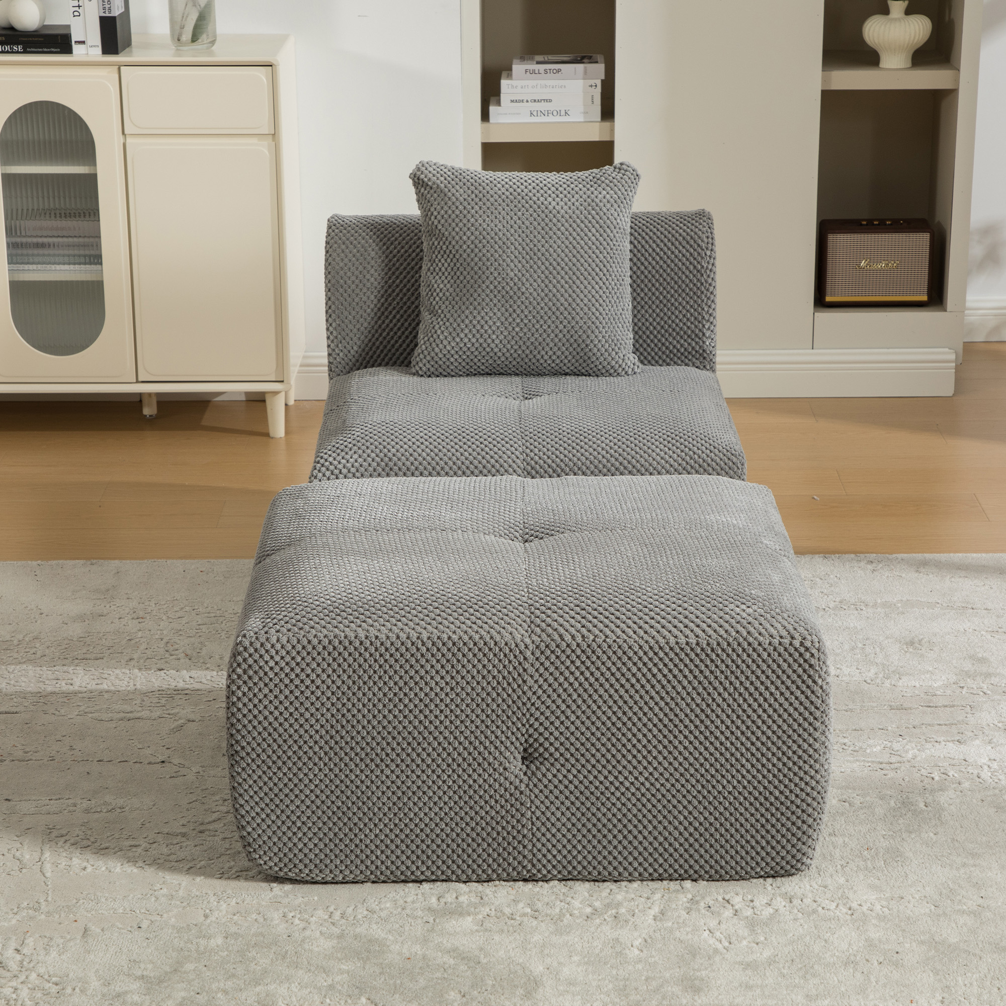 Module canapé compressible en chenille gris - vue 4