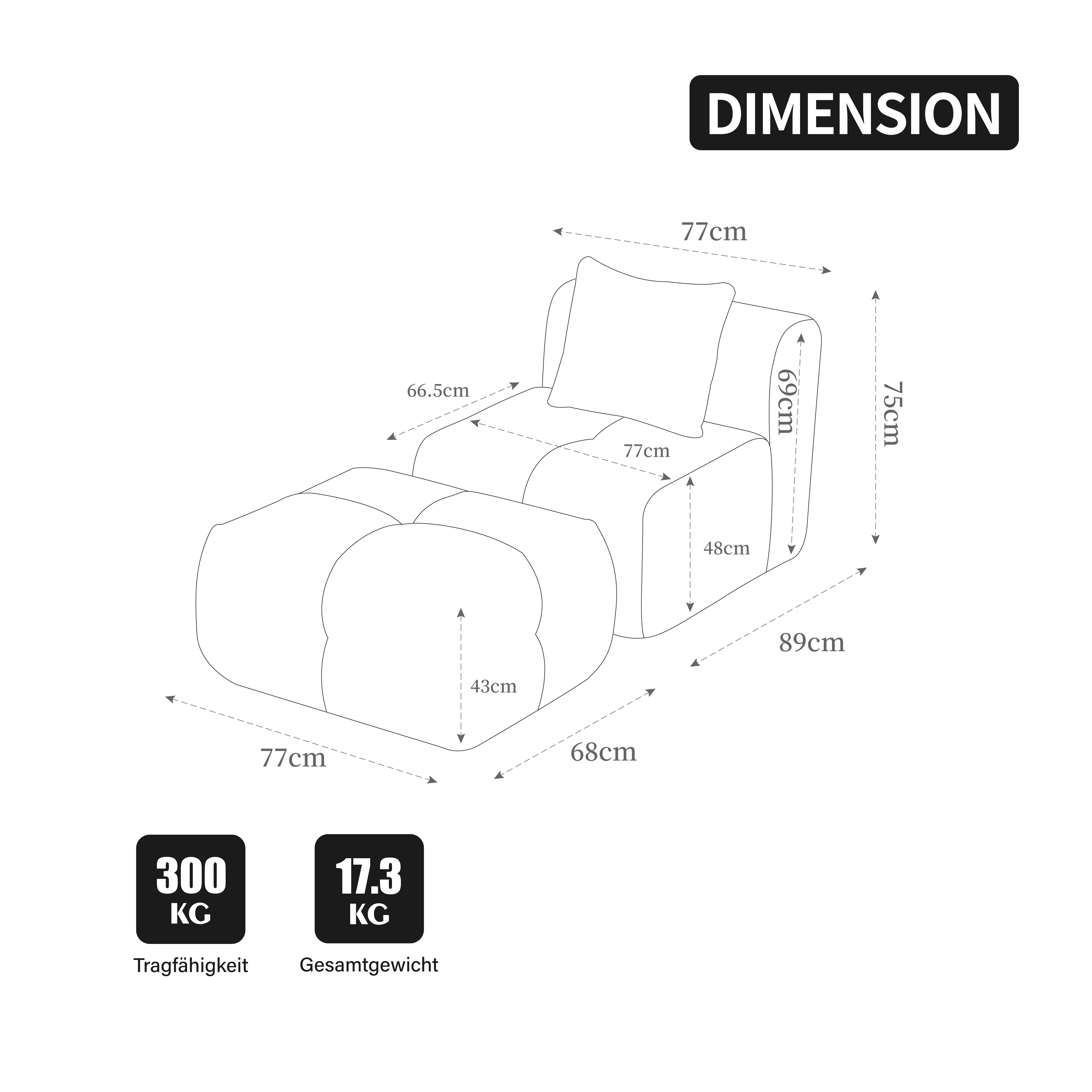 Dimensions du canapé compressé
