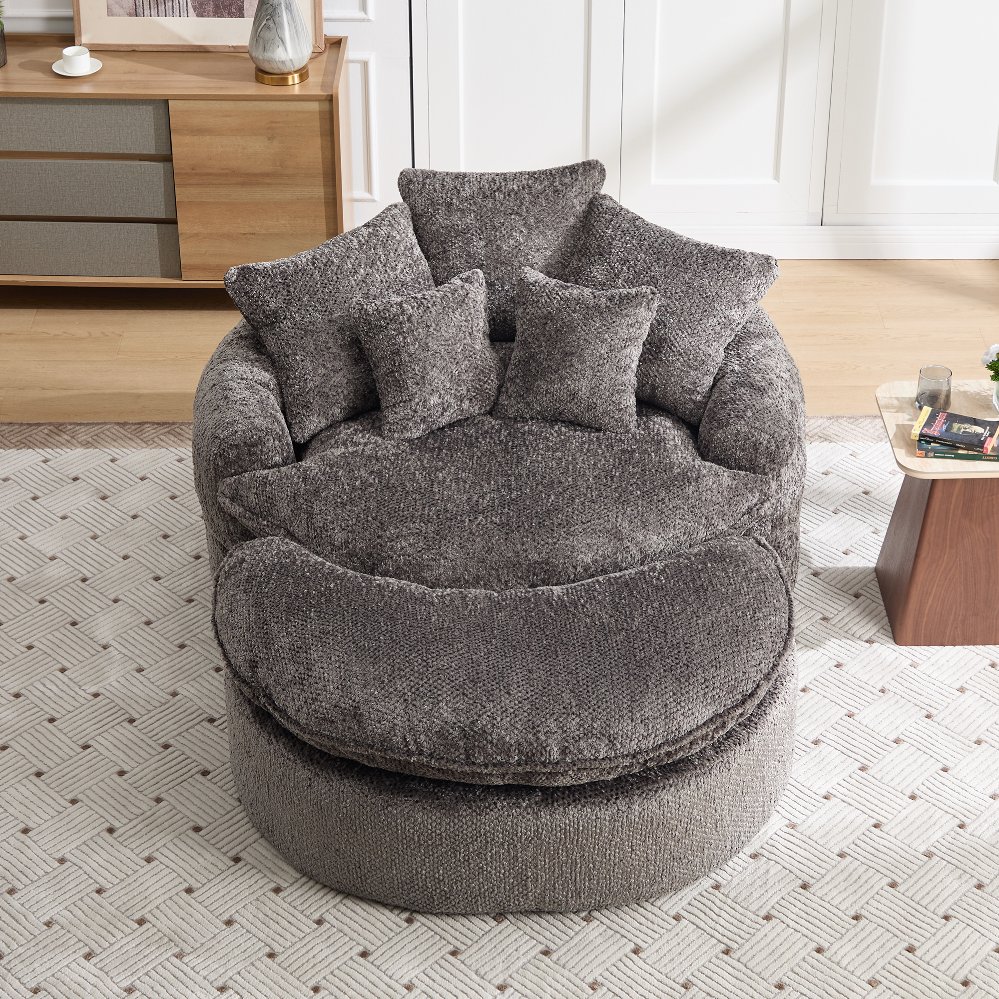 Détail fauteuil polyester gris