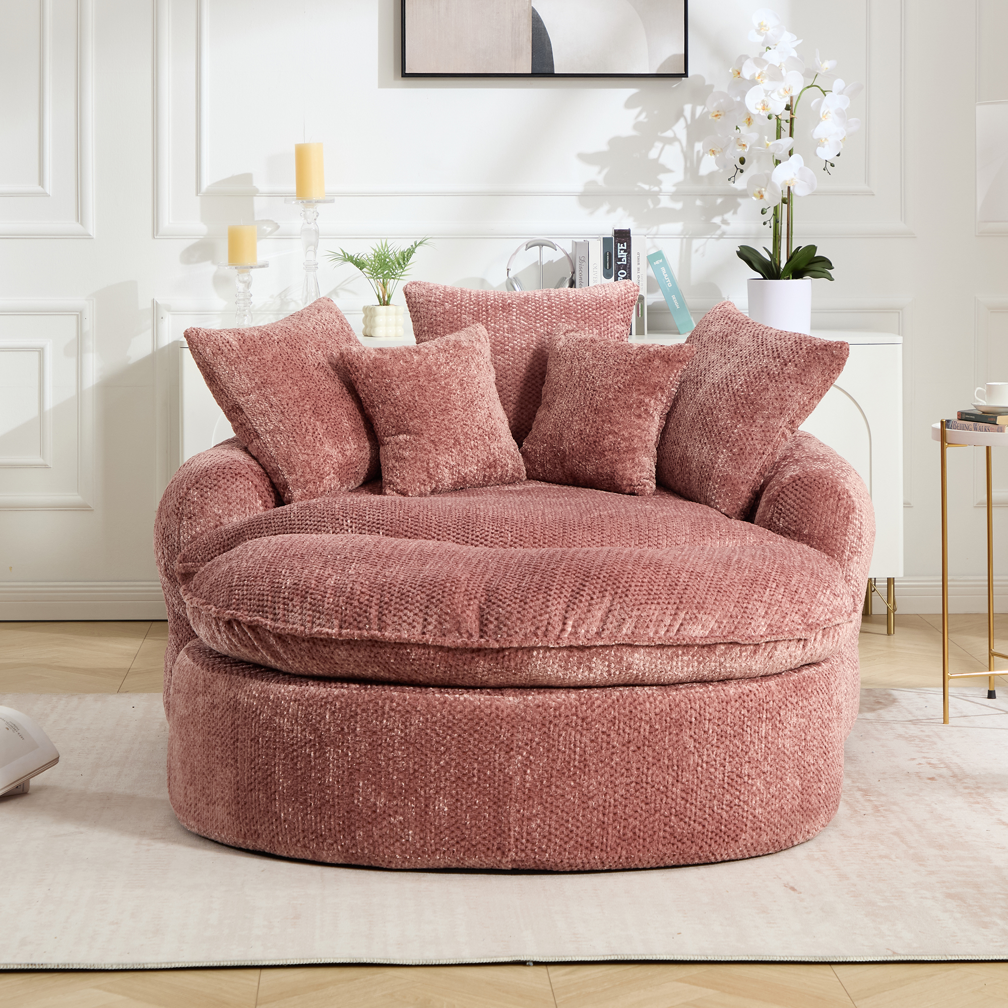 Détail fauteuil polyester rose