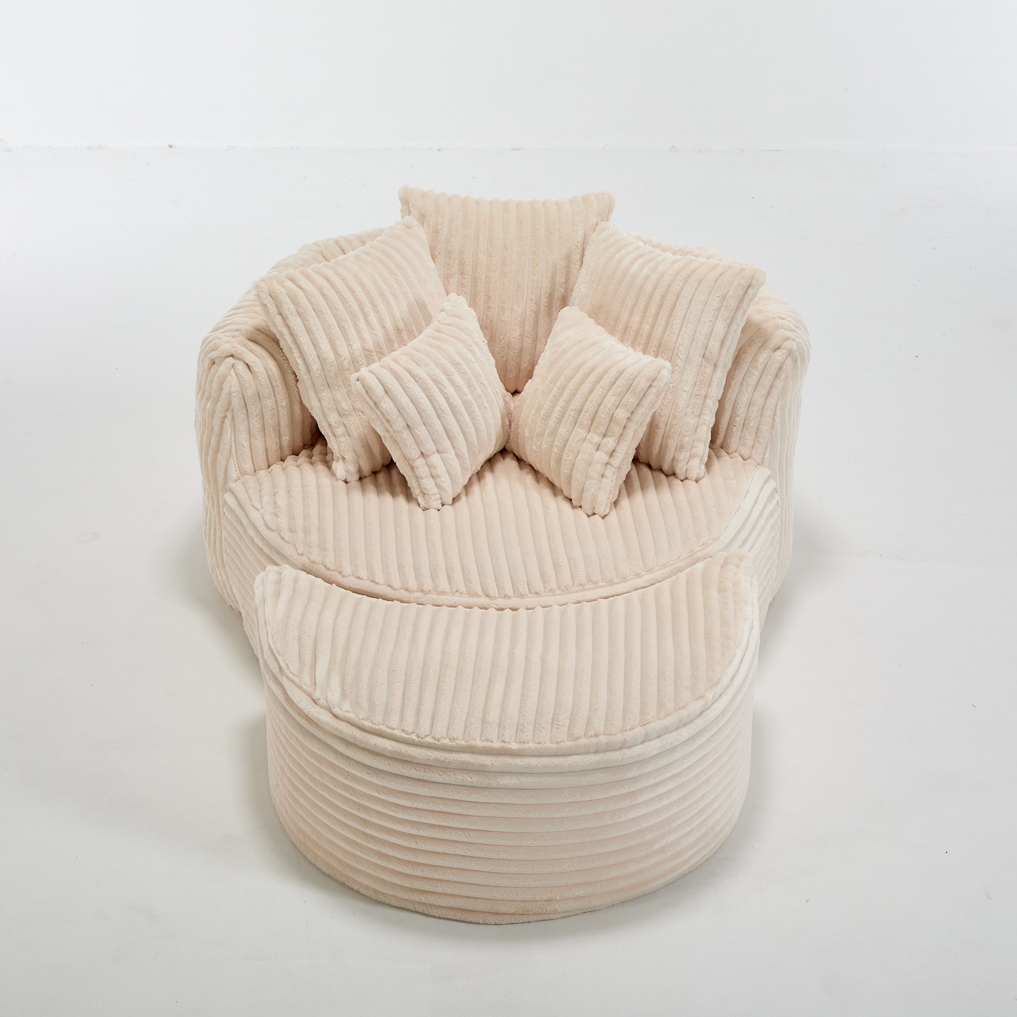 fauteuil rond en velours côtelé doux et agréable pour la peau