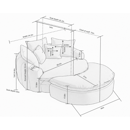 Vue complète fauteuil nuage gris