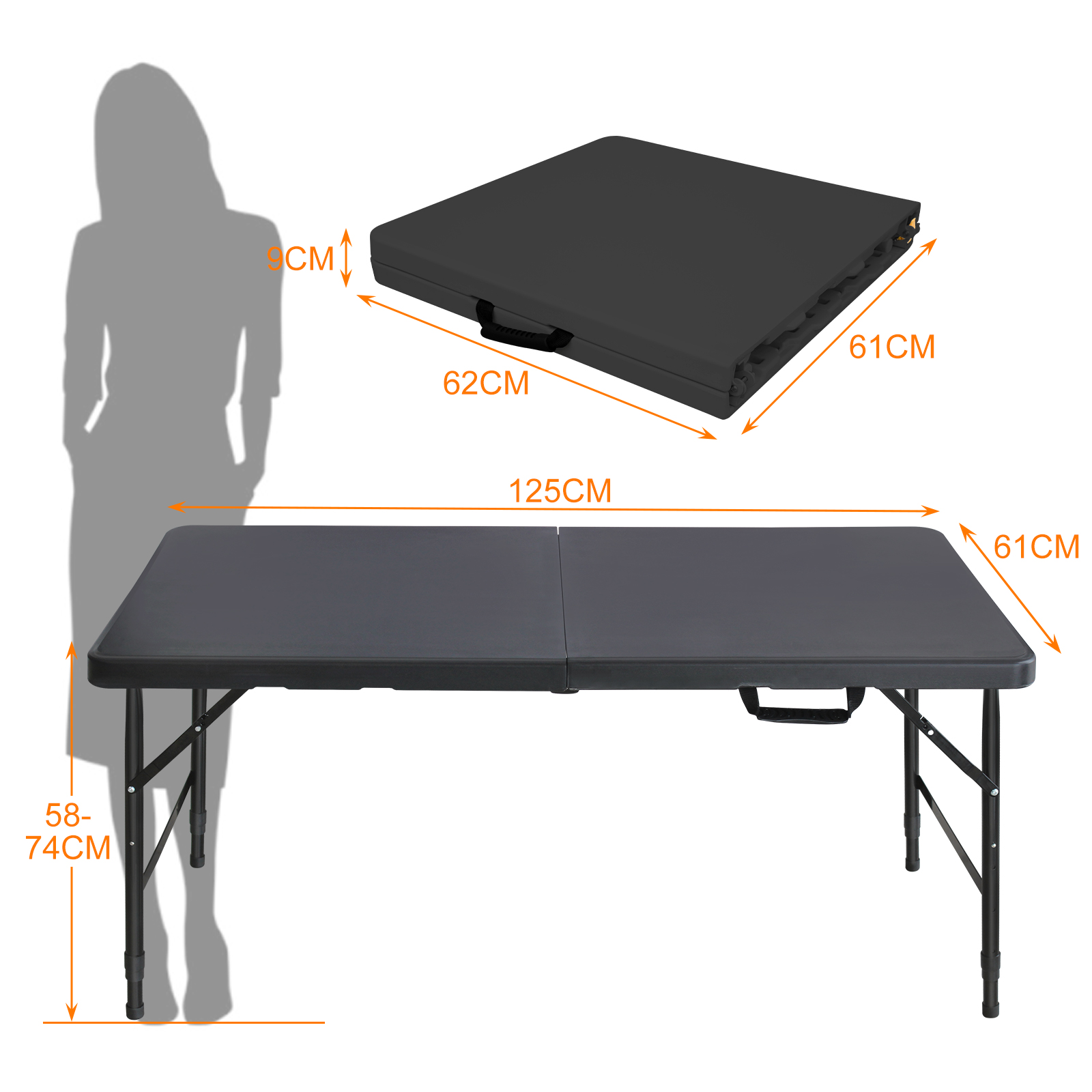 Table pliable robuste vue générale dépliée