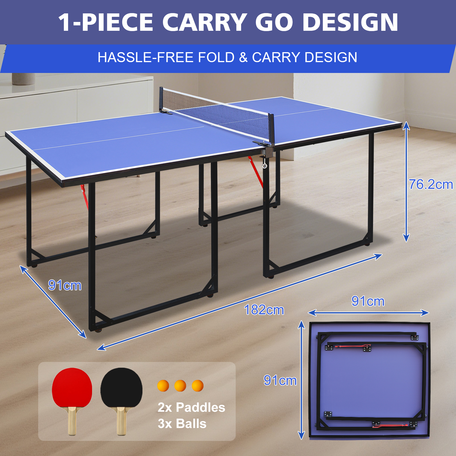 Dimensions du table de tennis de table