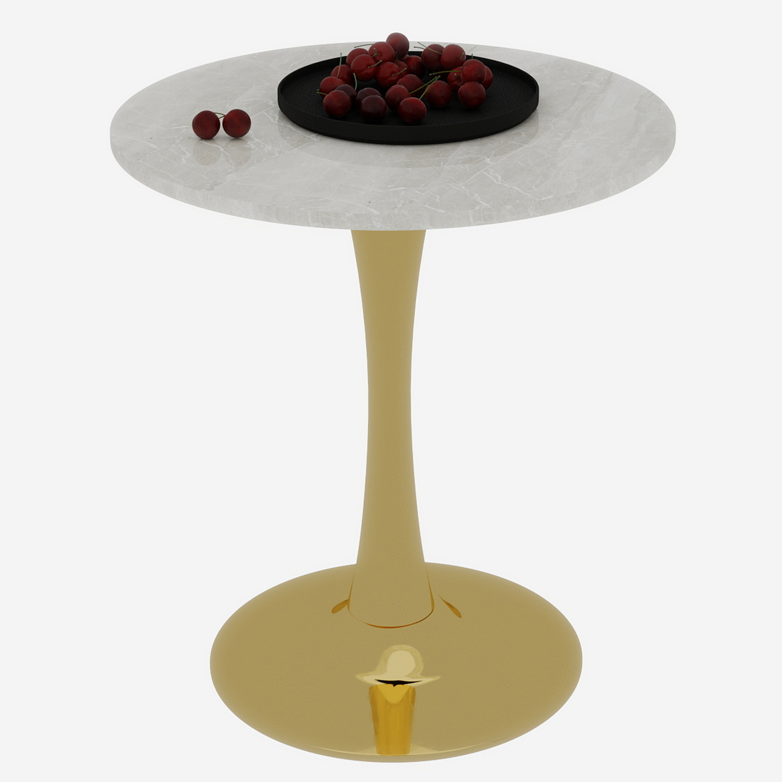 Table basse, rond, 70 x 70 x 72 cm, effet marbre, blanc - vue 3