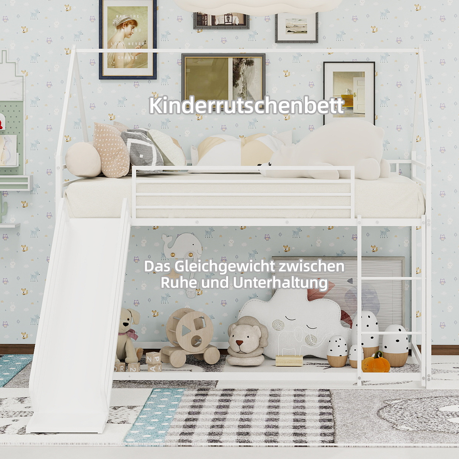 This double-decker bed measures 90*190 centimeters