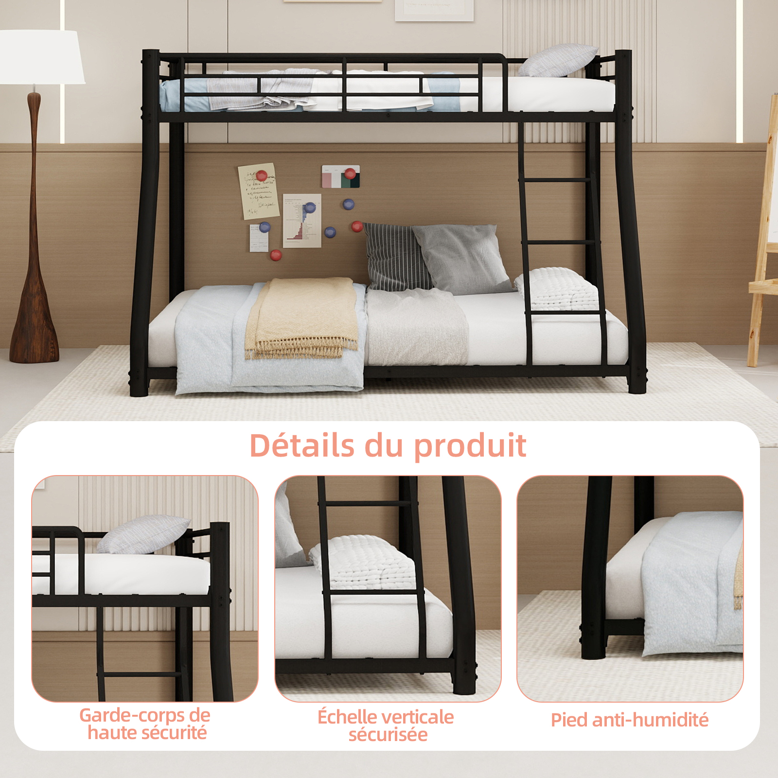 détail lattes métalliques de soutien matelas