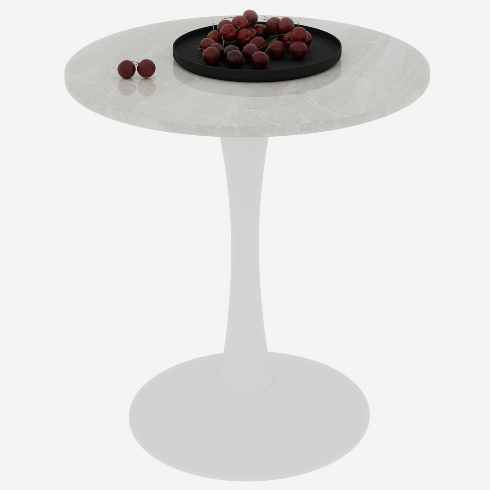Table basse, rond, 70 x 70 x 72 cm, effet marbre, blanc - vue 7